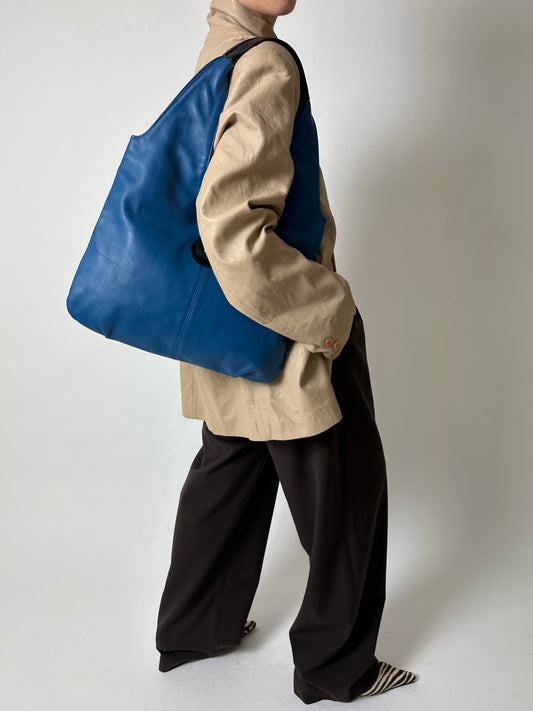 Leather shoulder bag | Blue / Black