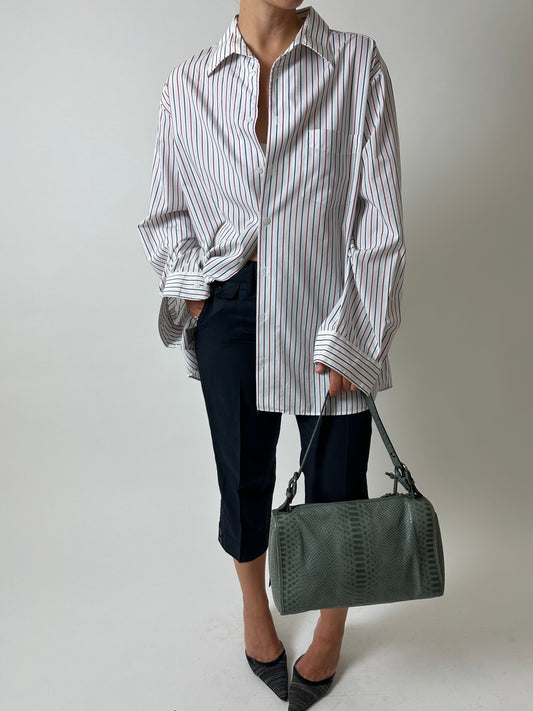 Snake embossed leather bag | Slade grey