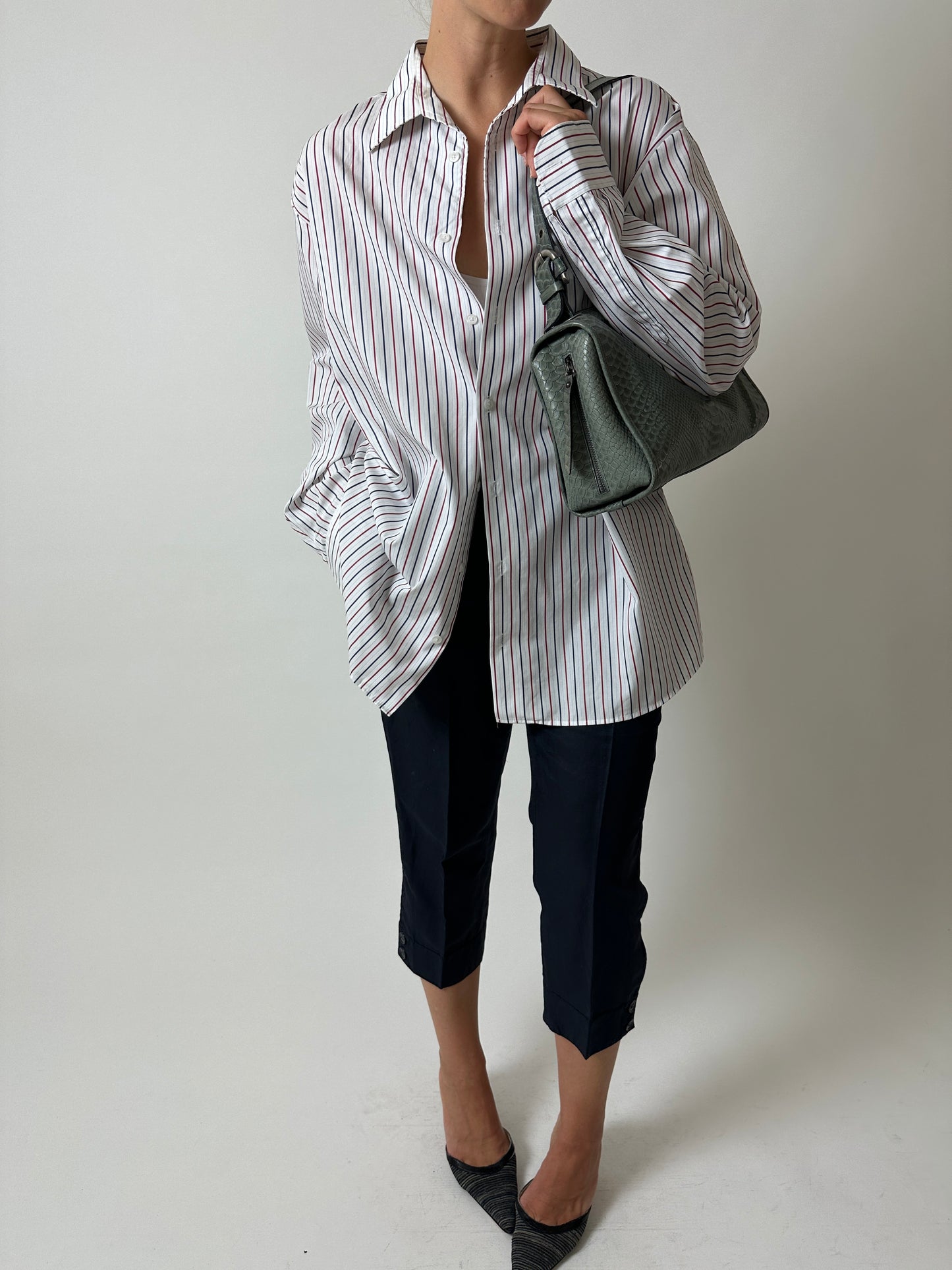 Oversized striped shirt | White / Red / Blue