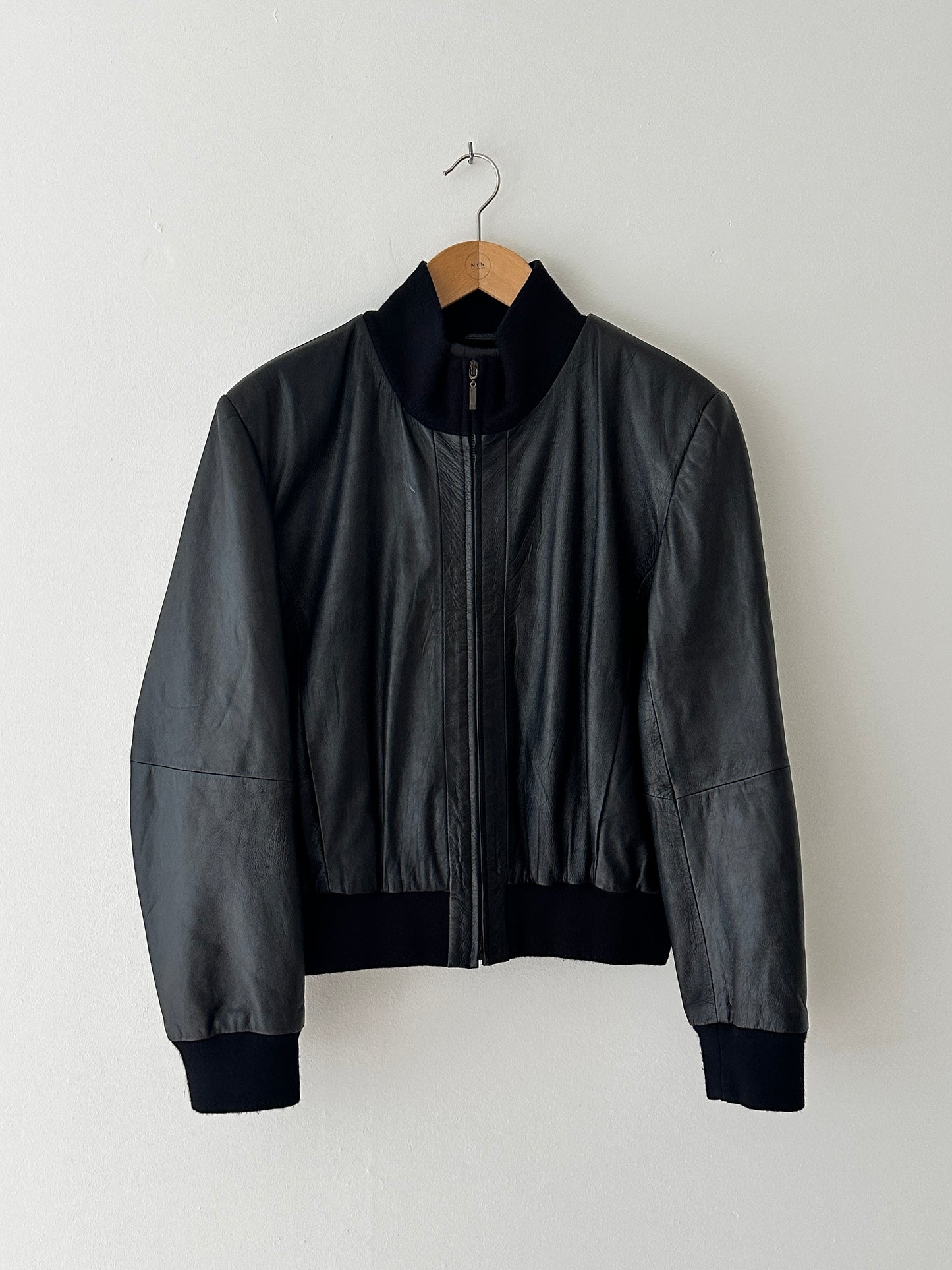 Leather bomber jacket | Black