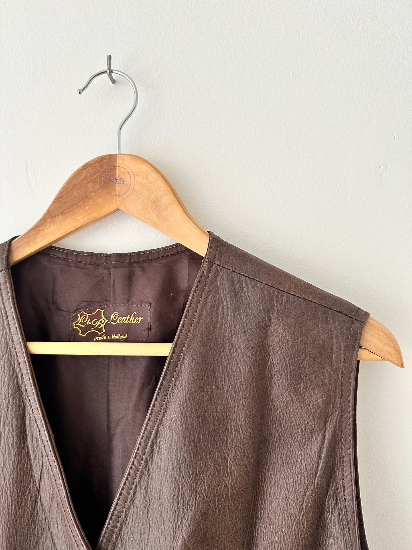 Leather vest | Dark brown