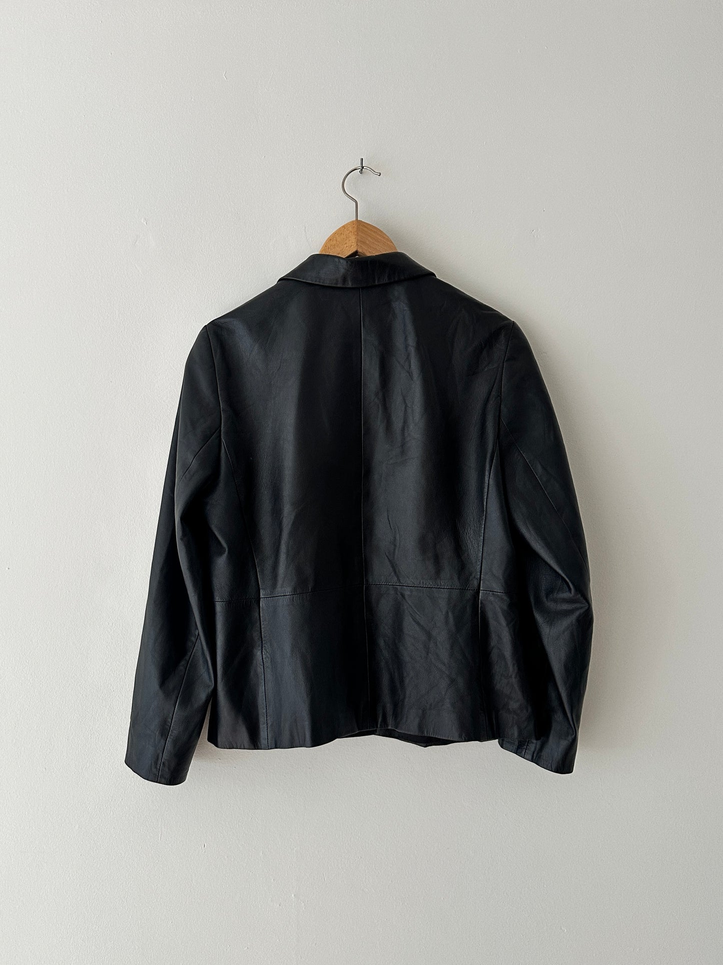 Leather blazer jacket| Black