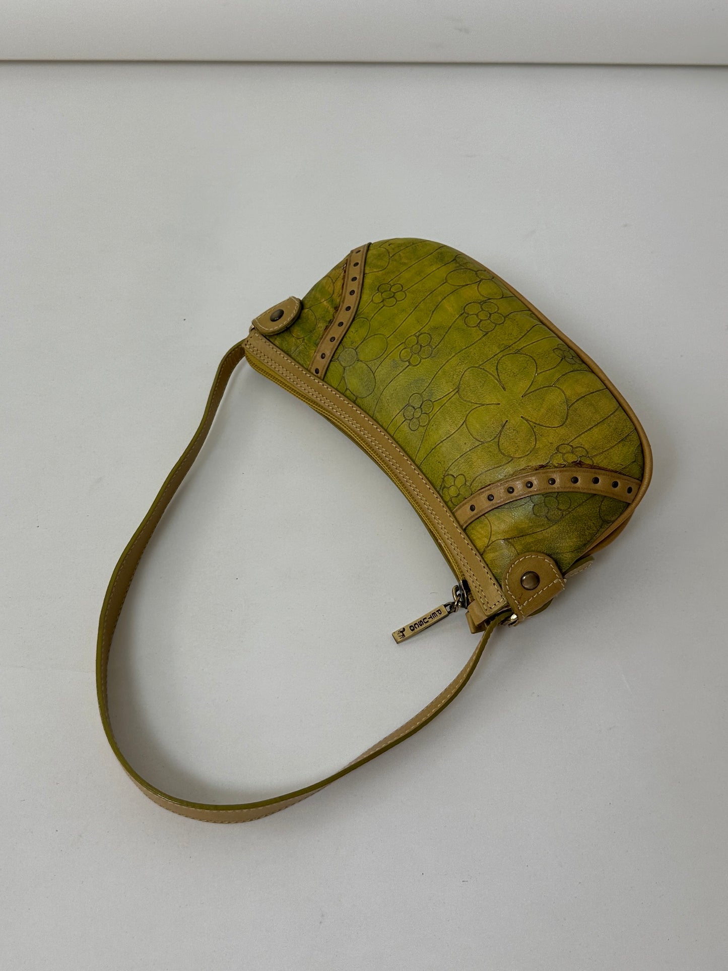 Leather mini shoulder bag | Honey Lime