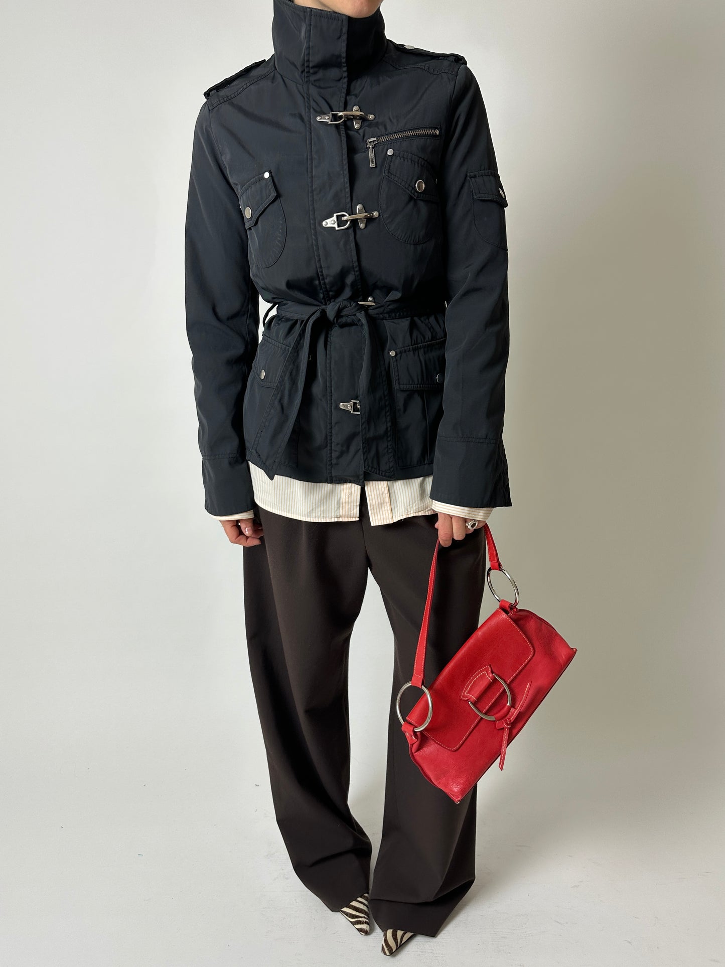 High neck zip jacket | Black