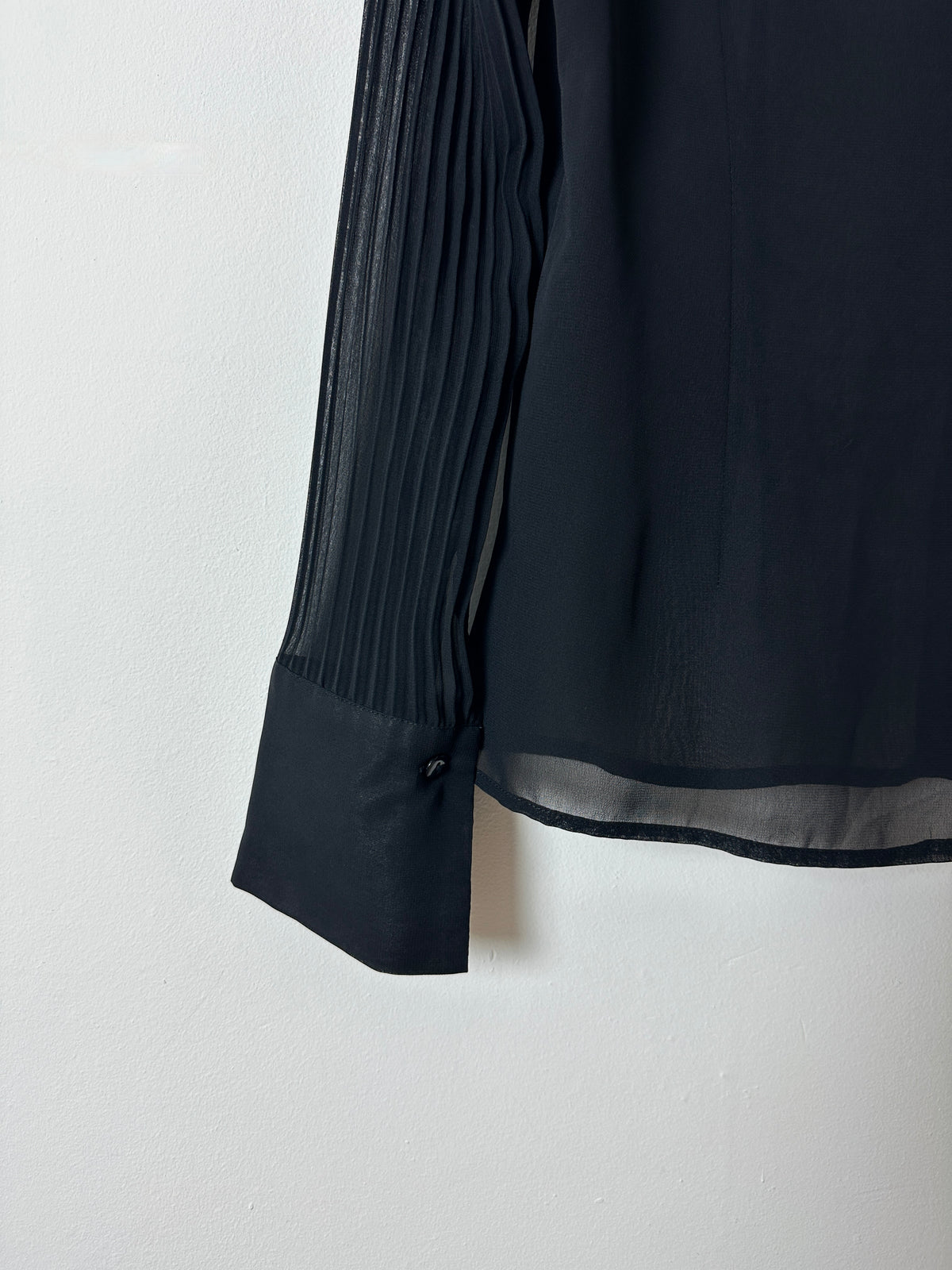 Sheer silk blend blouse | Black