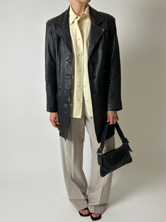 Long leather coat | Black