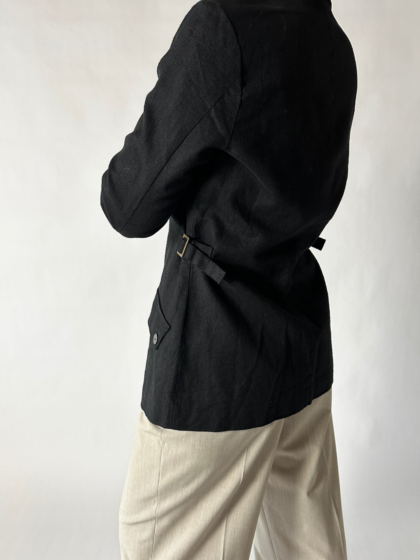 Linen blend jacket | Black