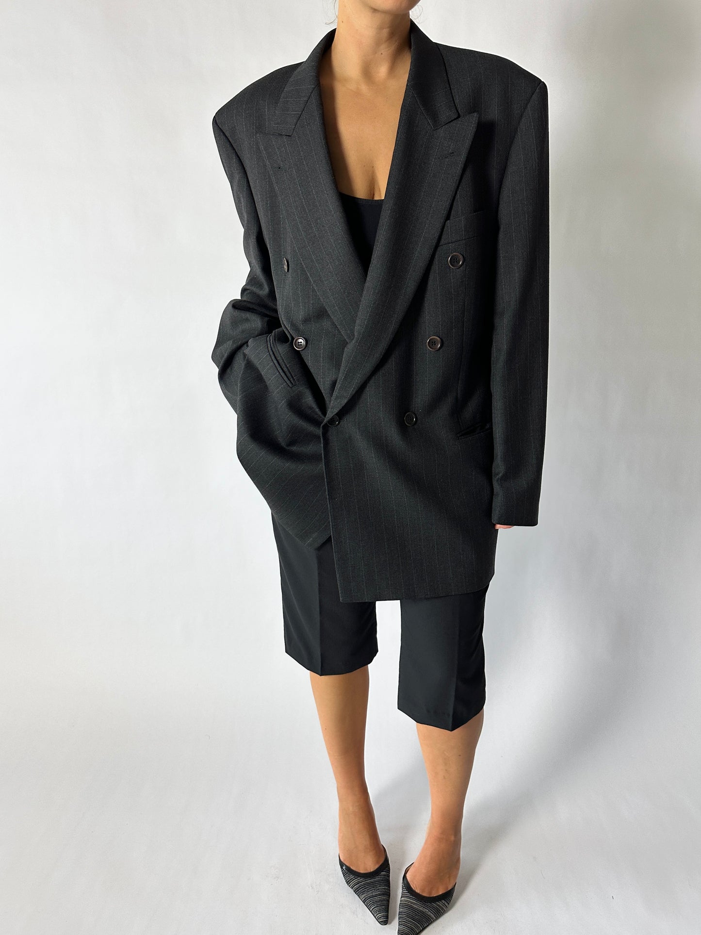 Hugo Boss pinstripe blazer | Black