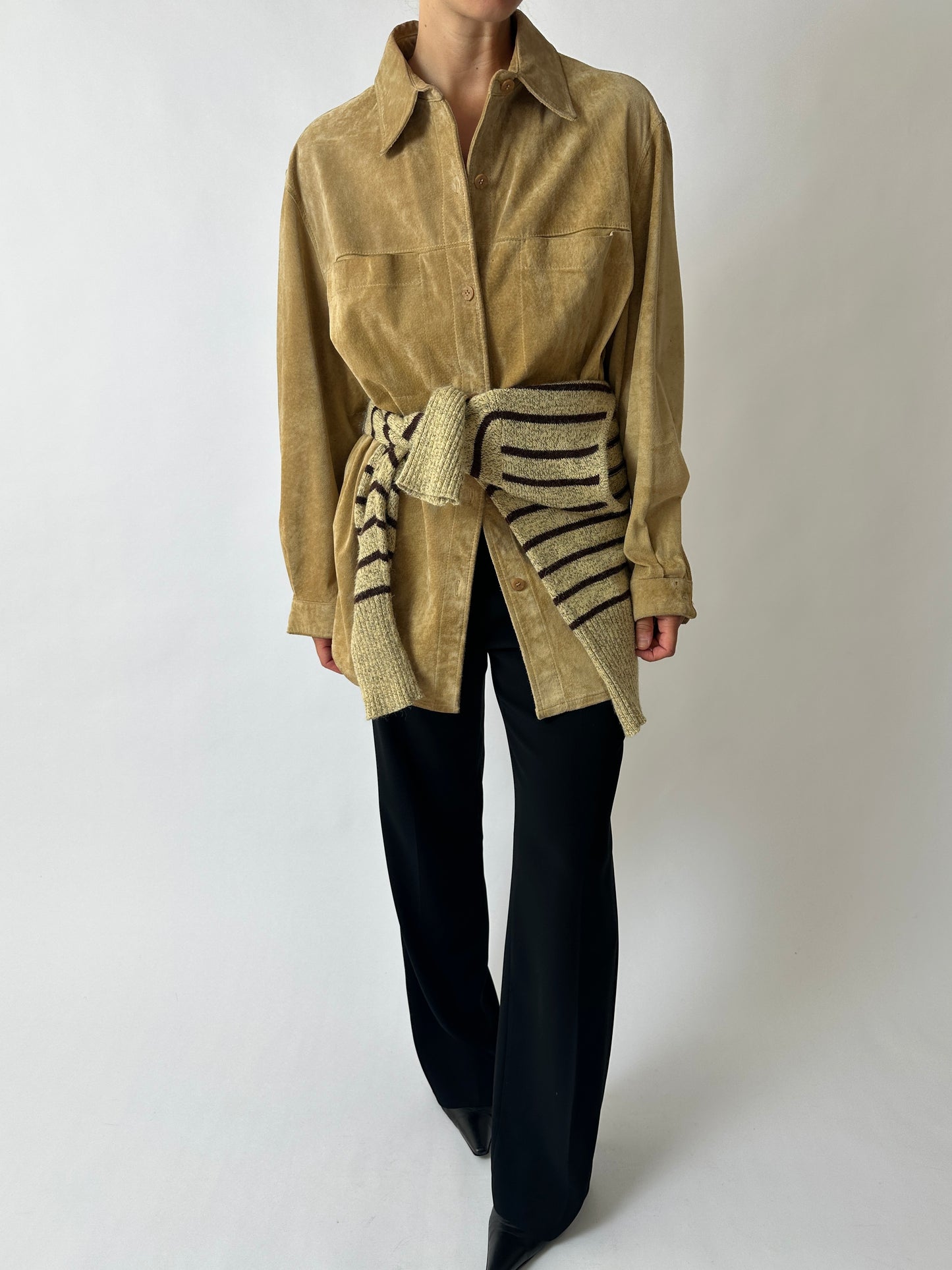 Suede shirt jacket | Camel beige
