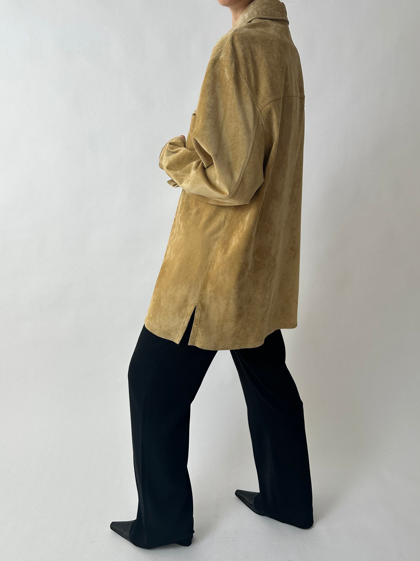 Suede shirt jacket | Camel beige