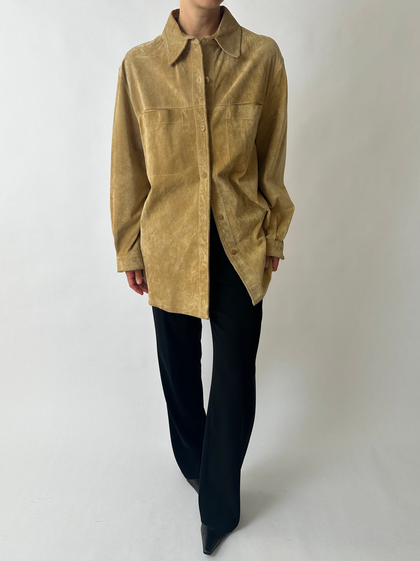 Suede shirt jacket | Camel beige
