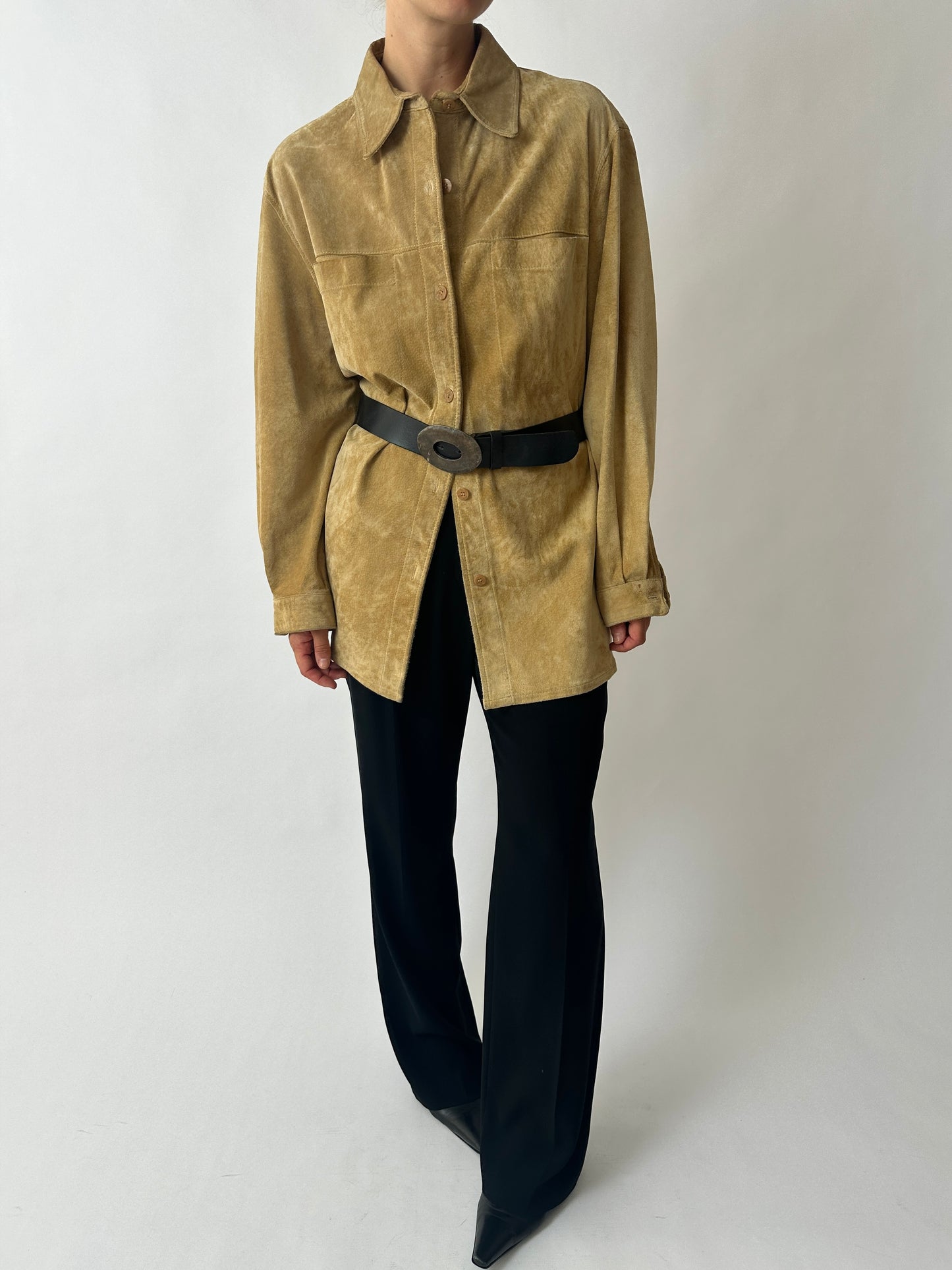 Suede shirt jacket | Camel beige