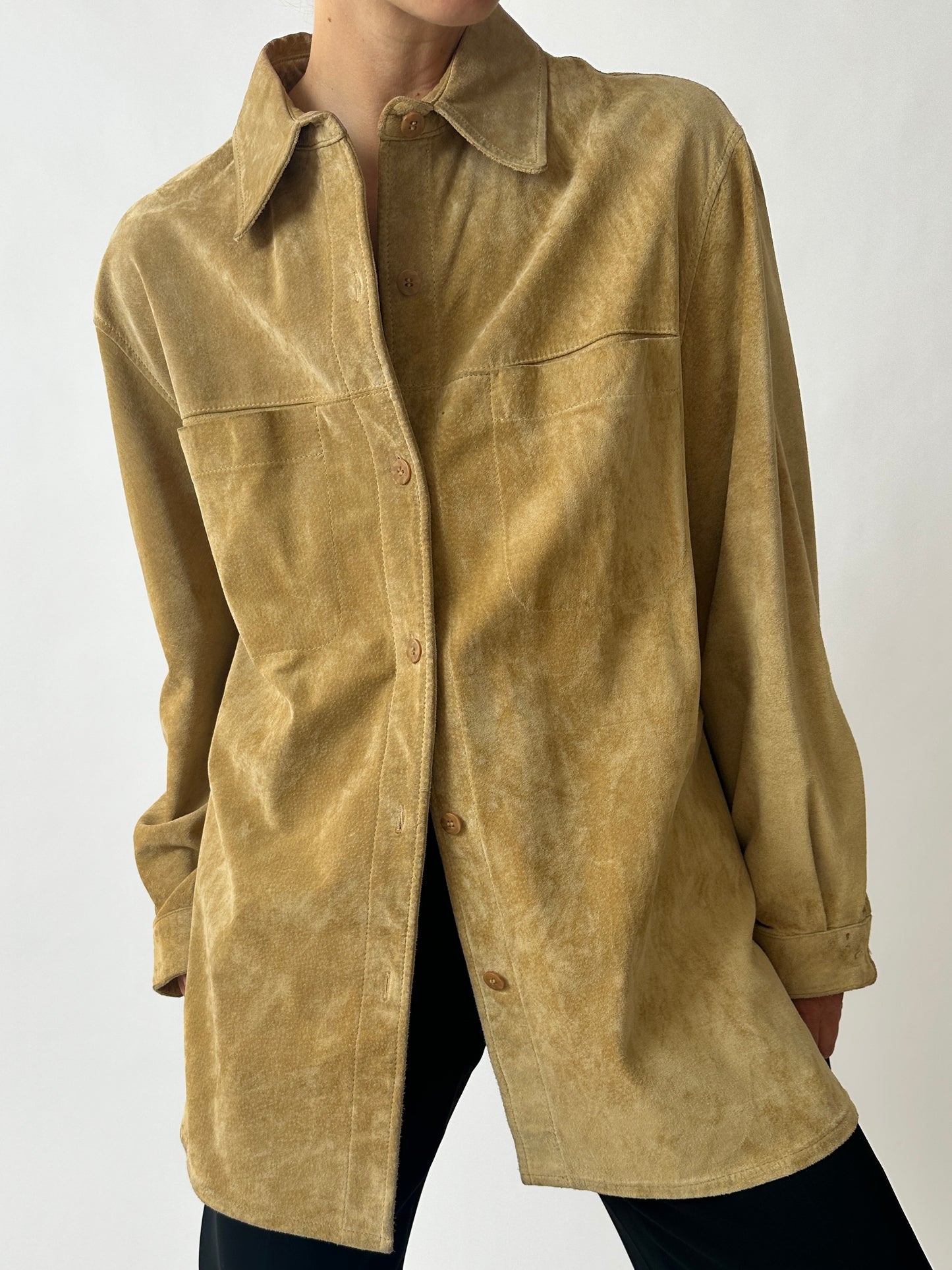Suede shirt jacket | Camel beige