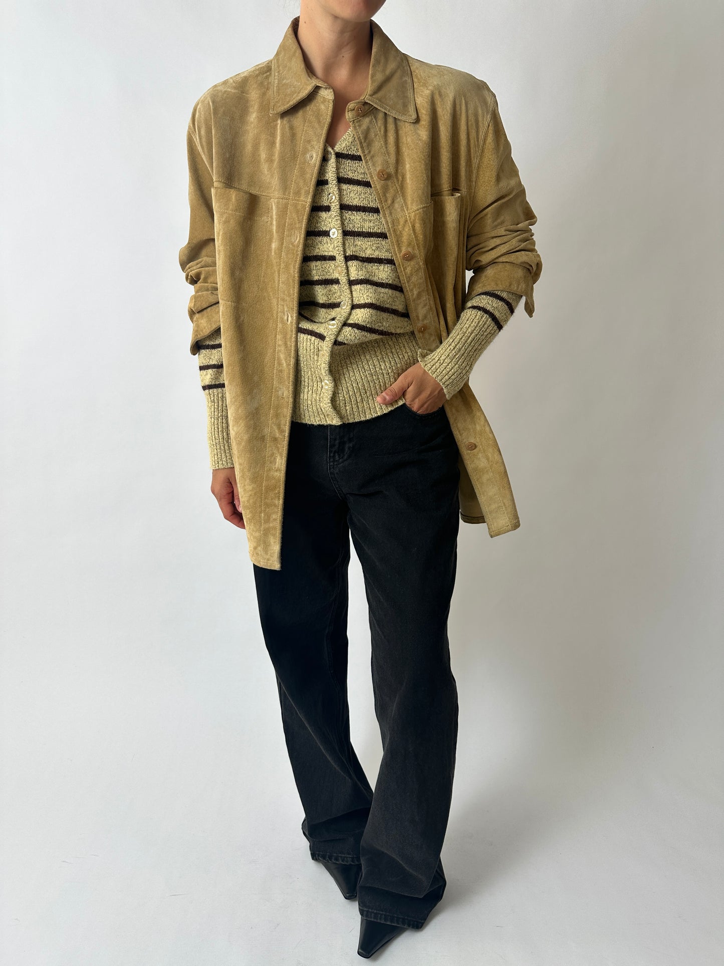 Suede shirt jacket | Camel beige