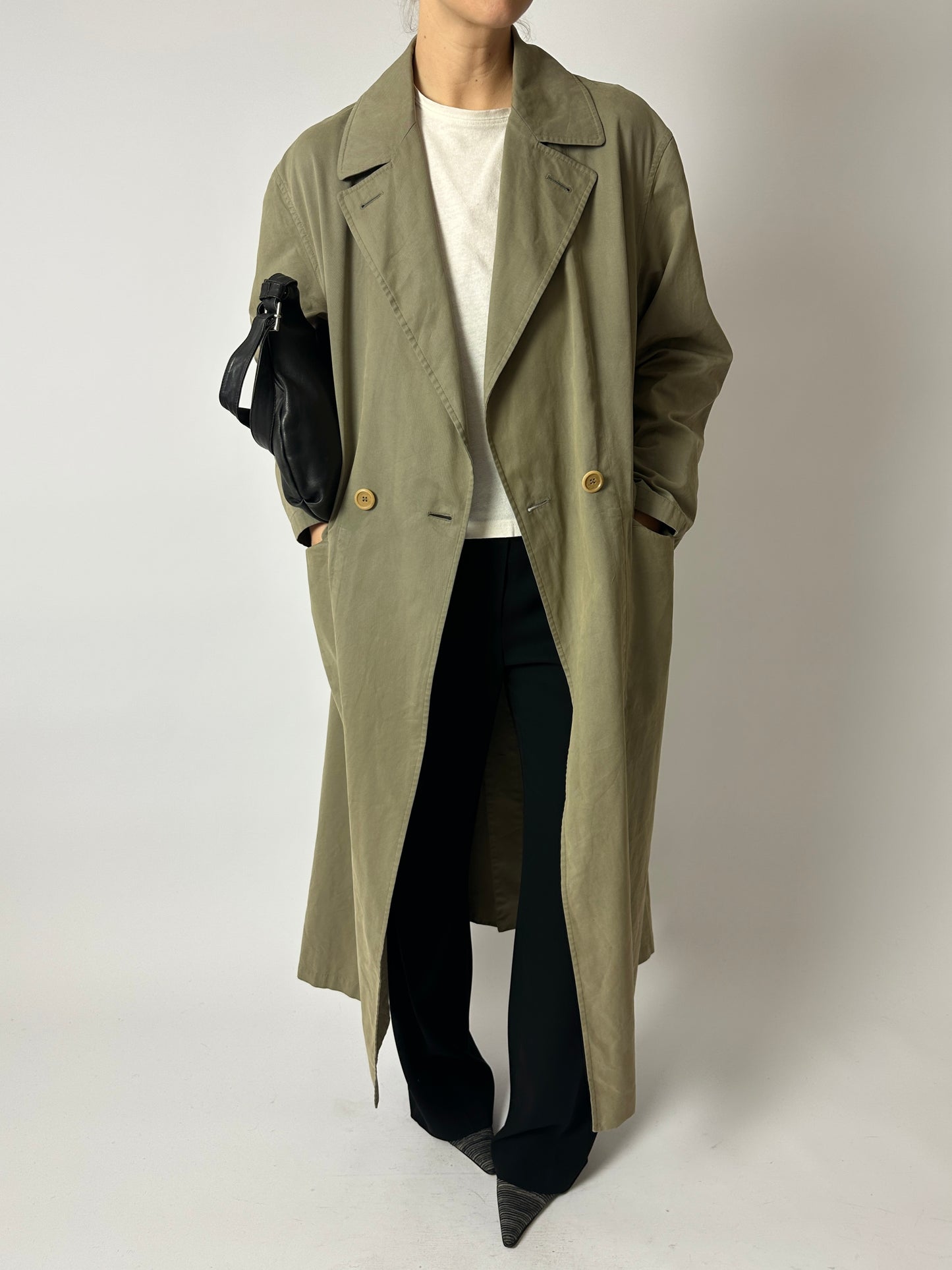Long trench coat | Khaki green