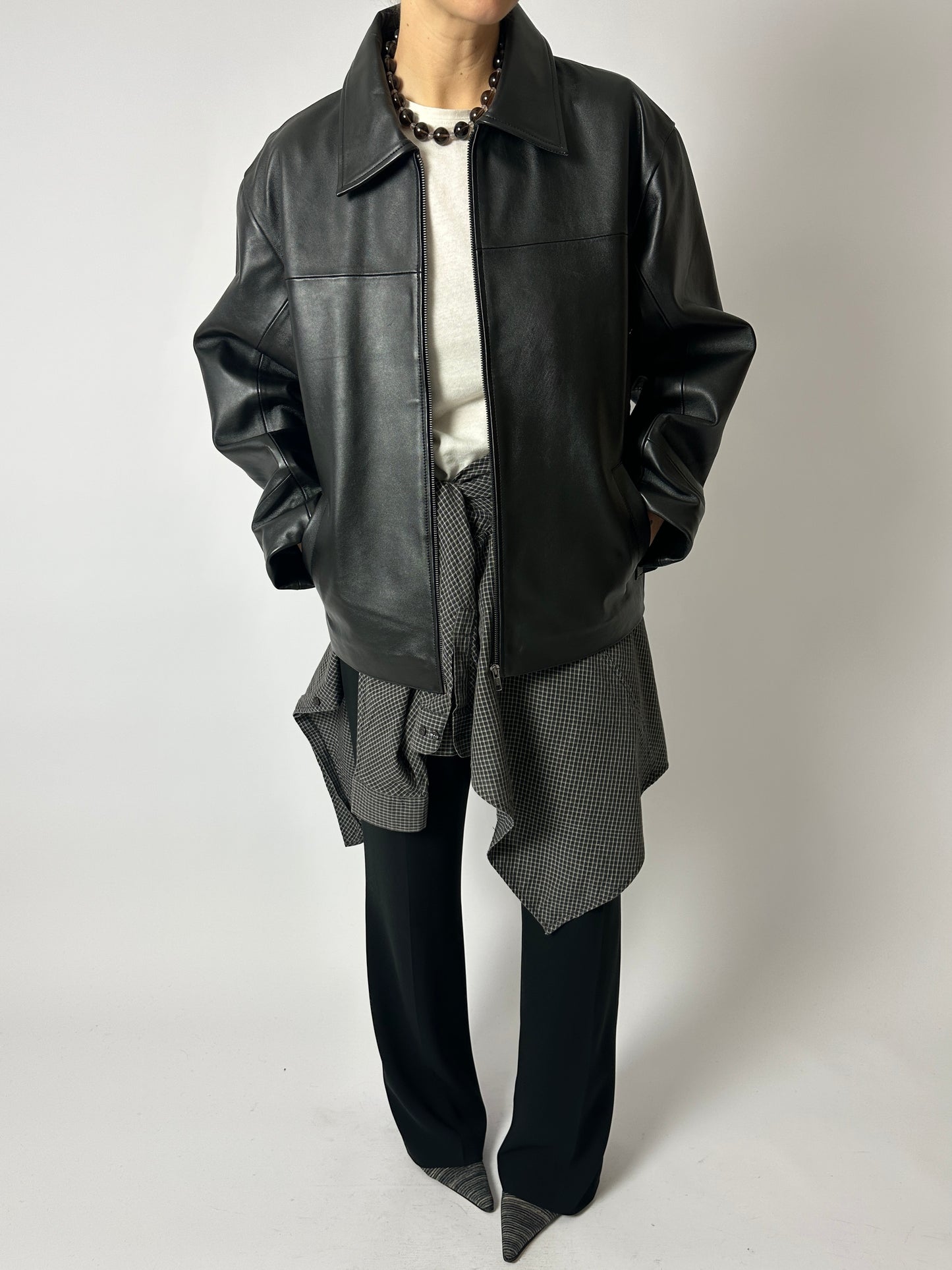 Relaxed checked shirt | Black / Beige