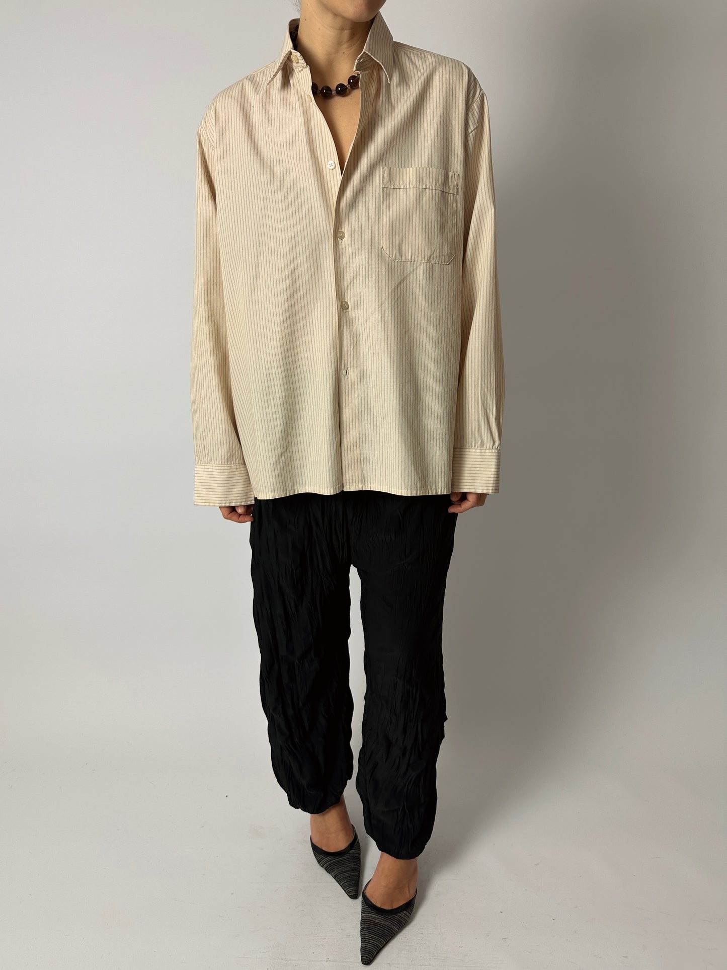 Relaxed striped shirt | Ecru