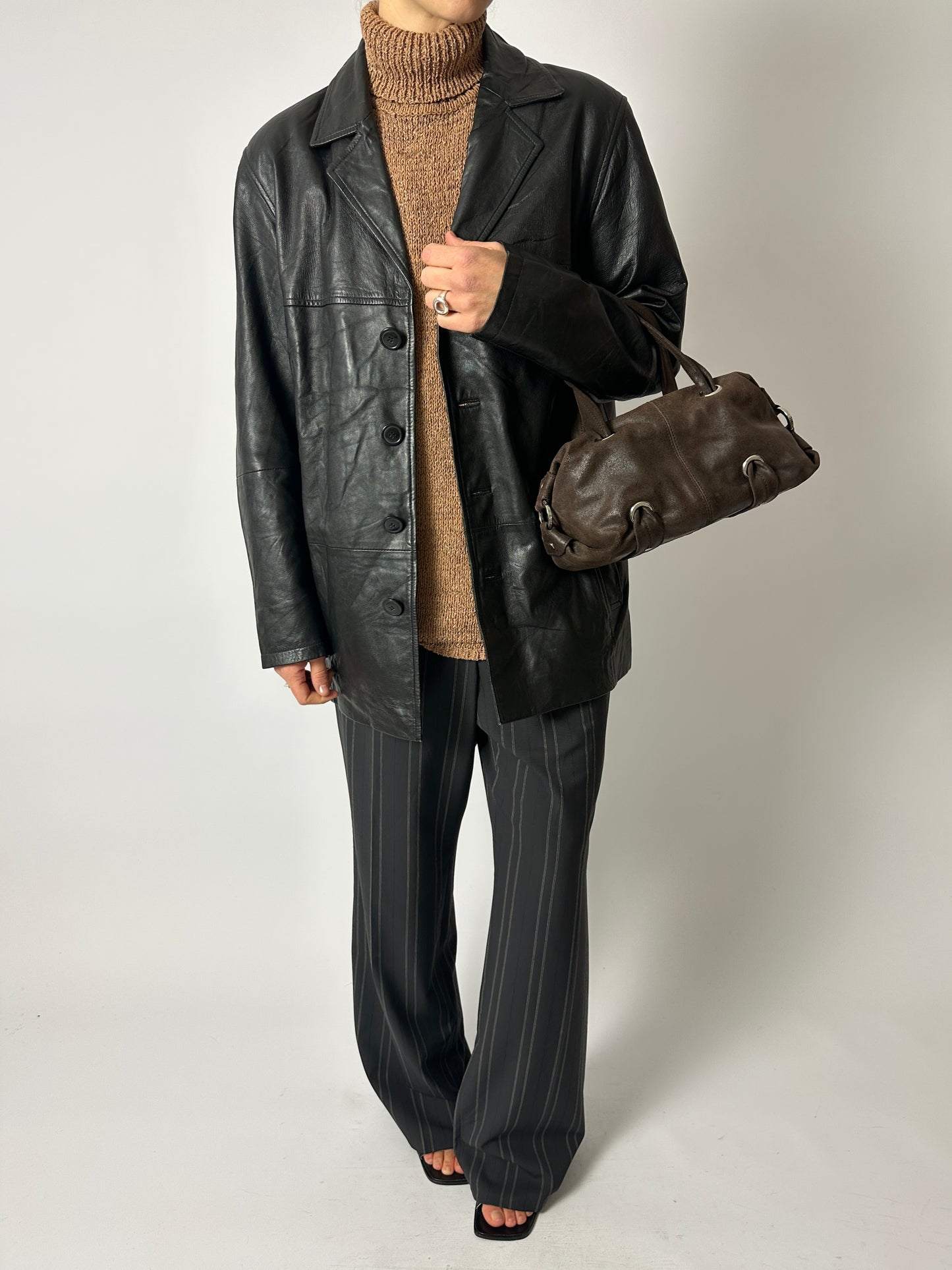 Leather minimal jacket | Black