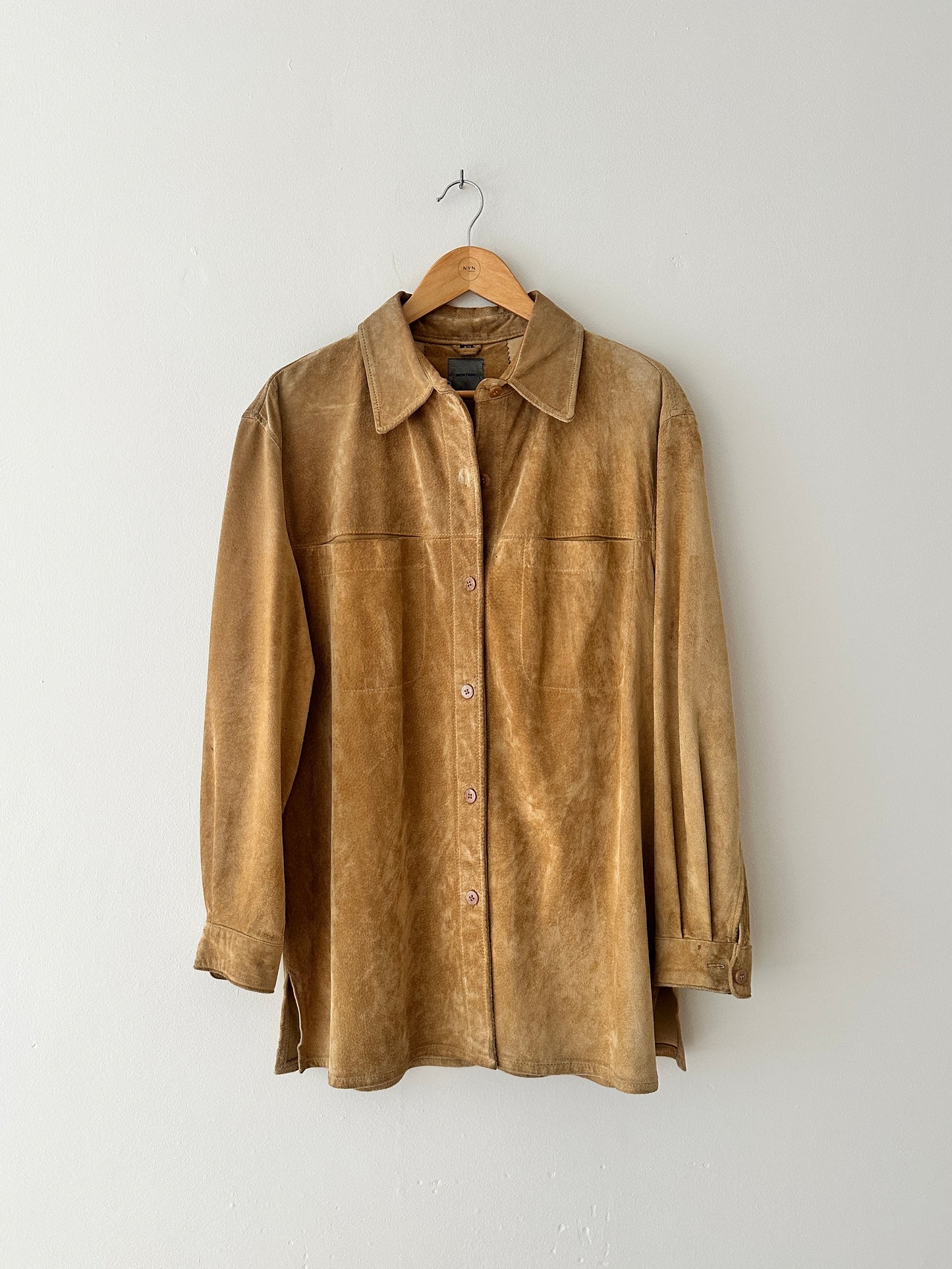 Suede shirt jacket | Camel beige