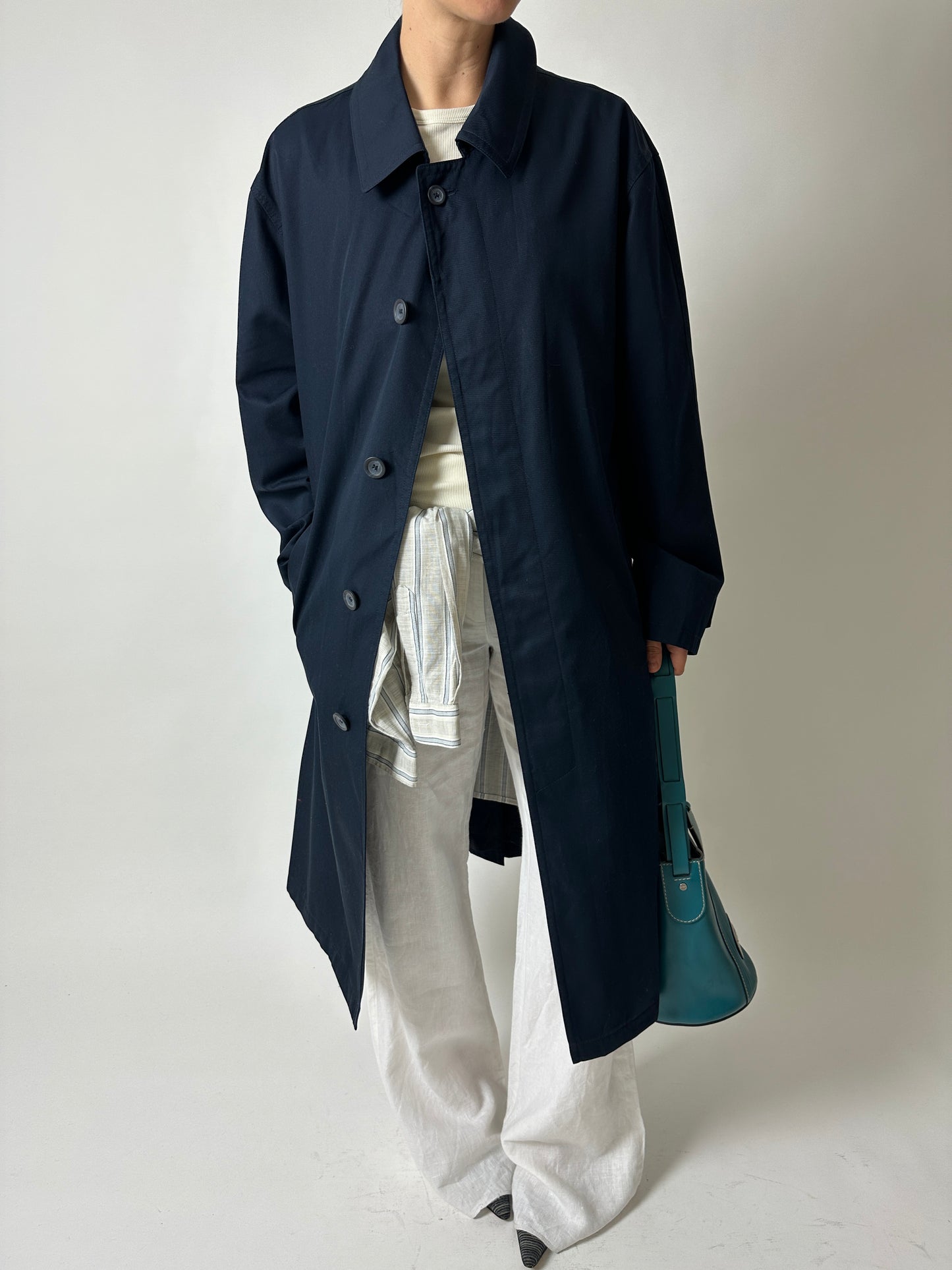 Long mac coat | Dark blue