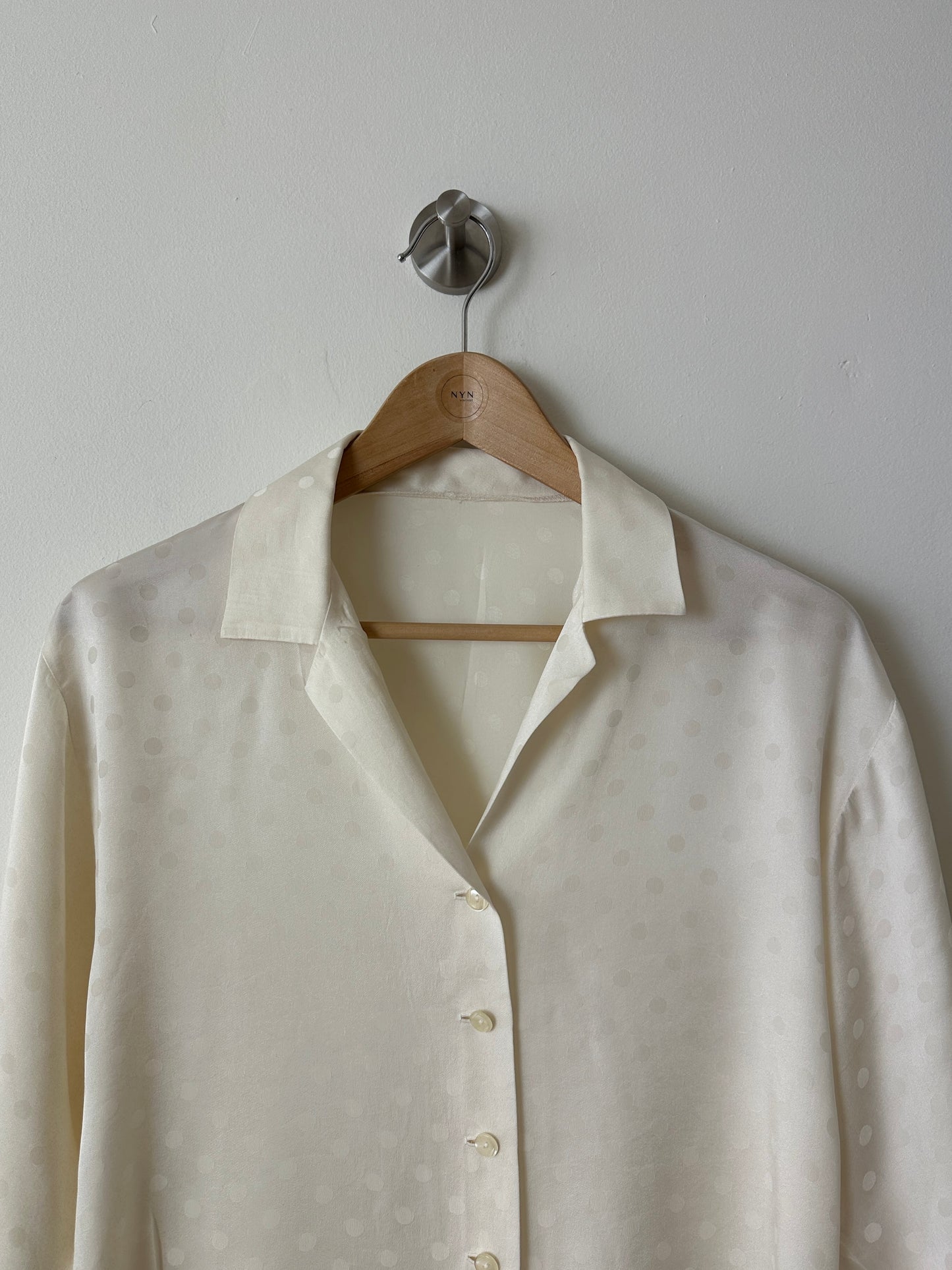 Silk polka dot blouse | Cream