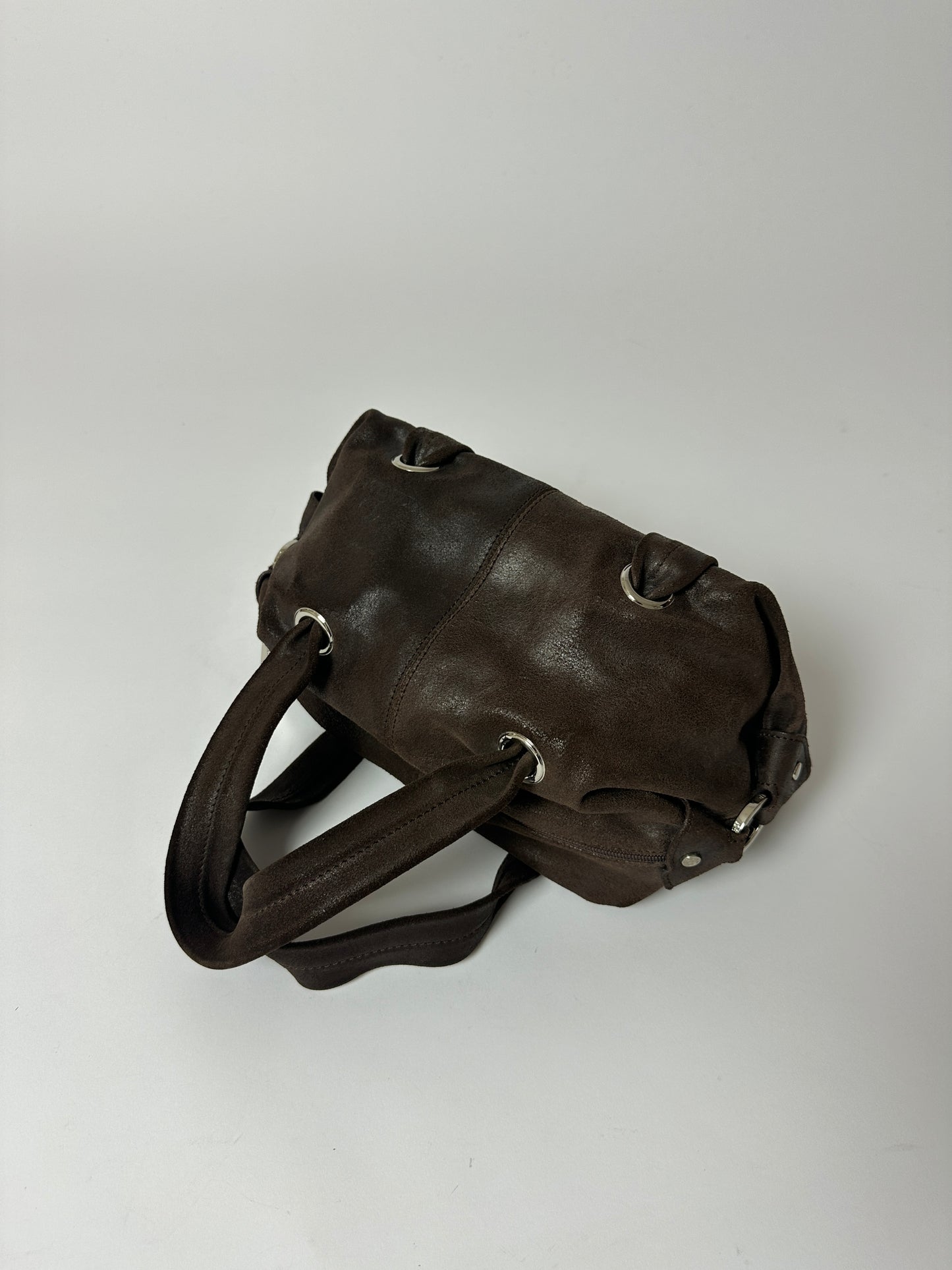 Leather hand bag | Dark brown
