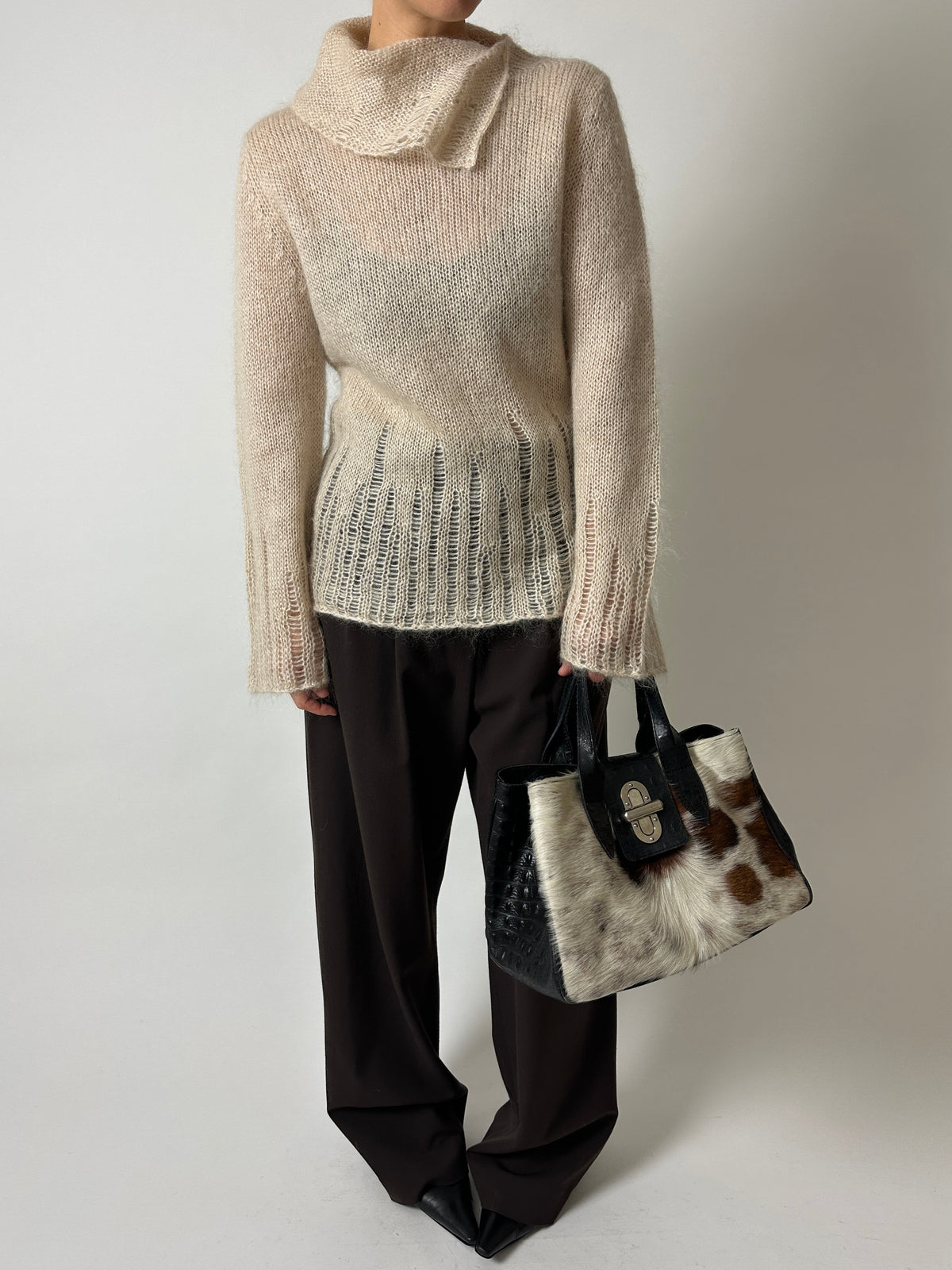 Open-knit mohair blend sweater | Cream