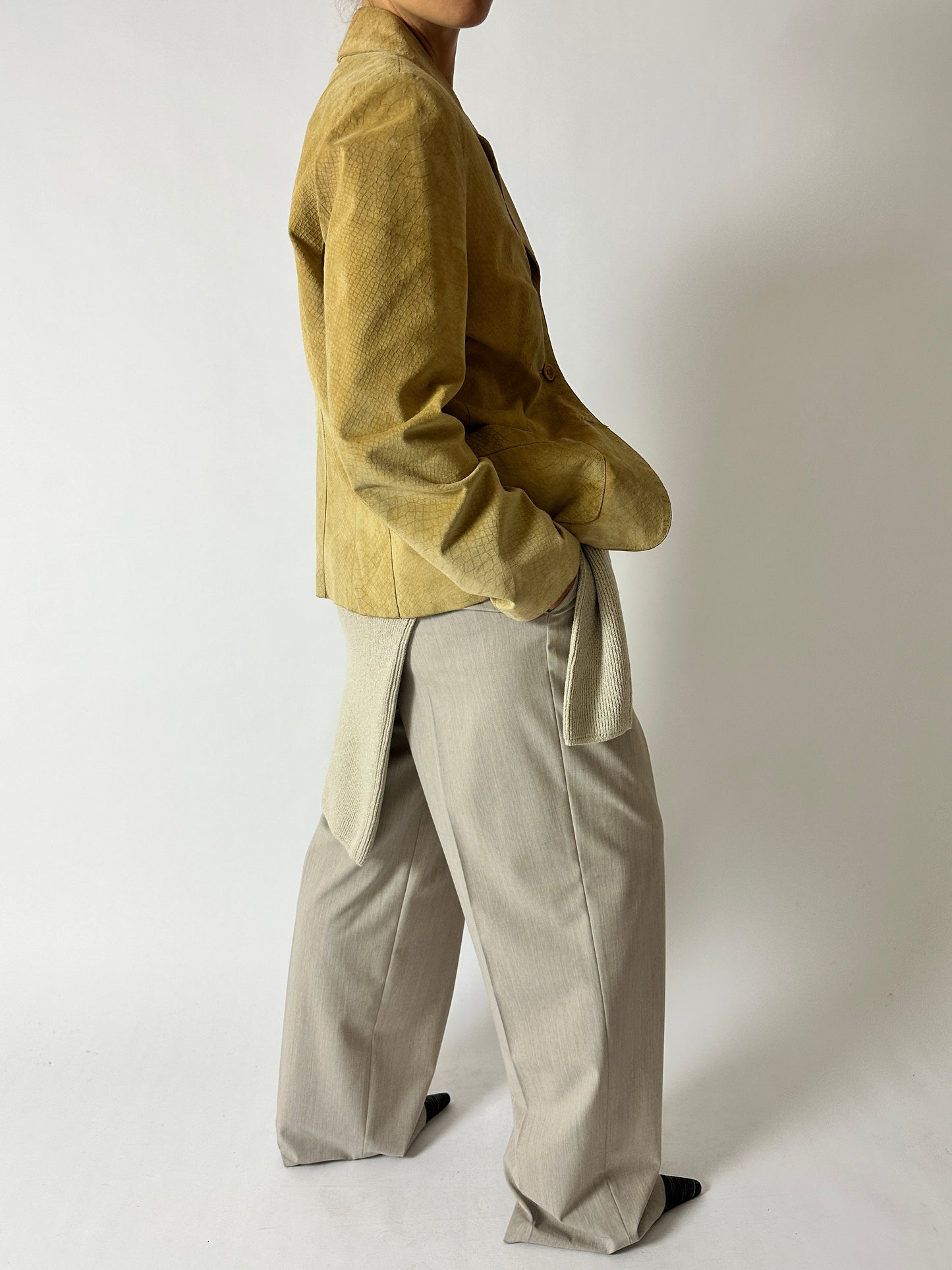 Suede croc blazer | Dark Butter