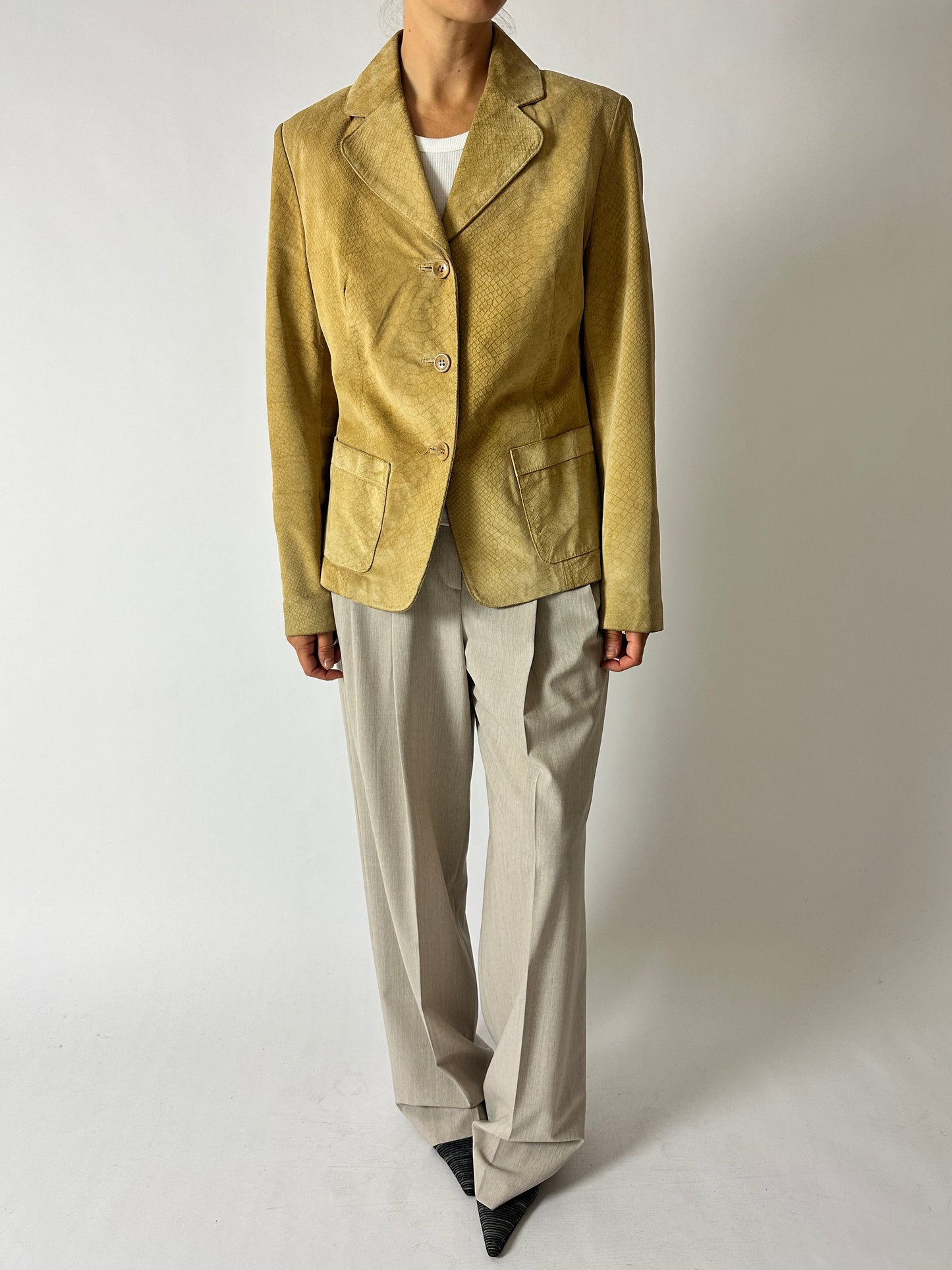 Suede croc blazer | Dark Butter