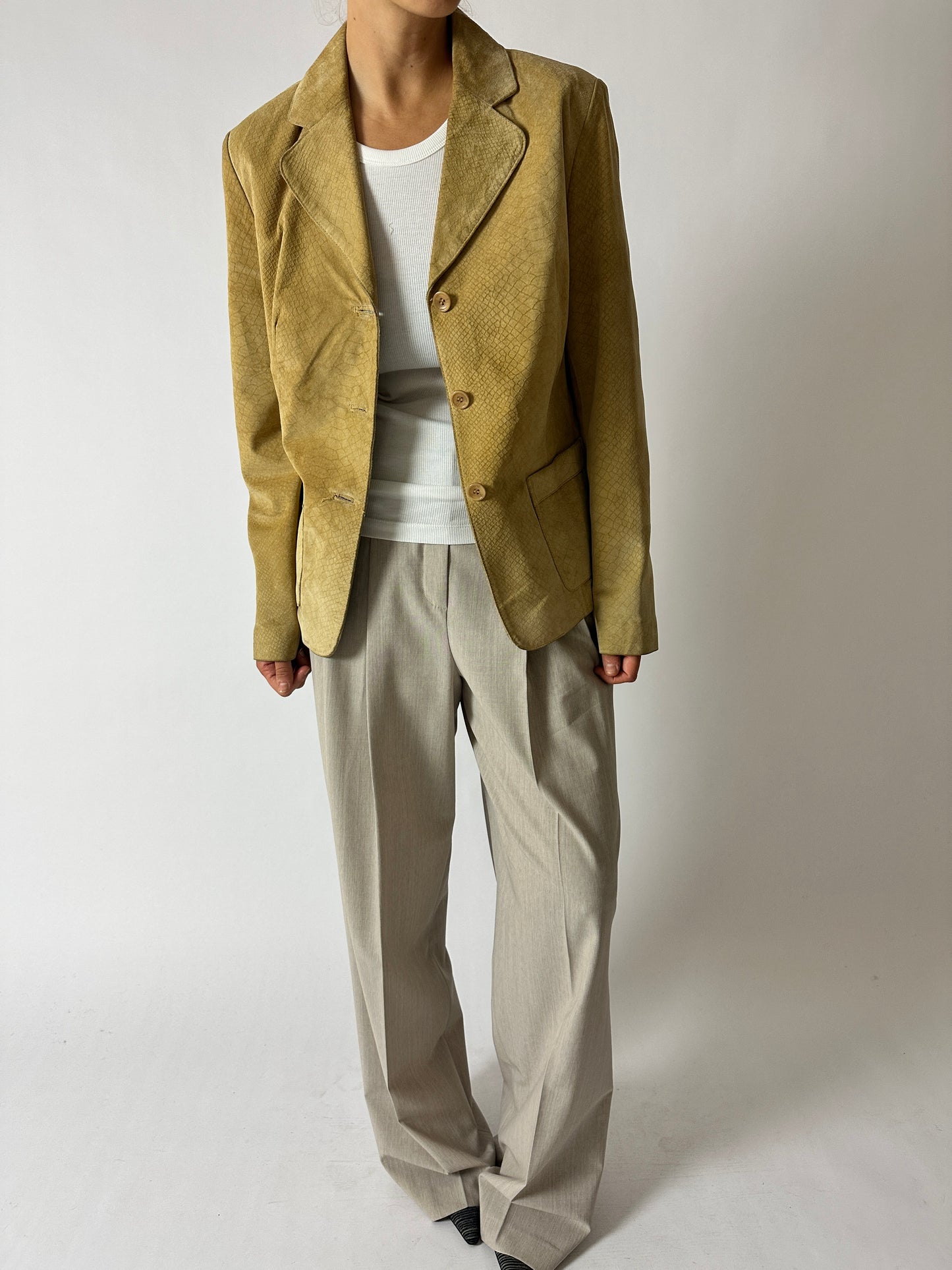 Suede croc blazer | Dark Butter