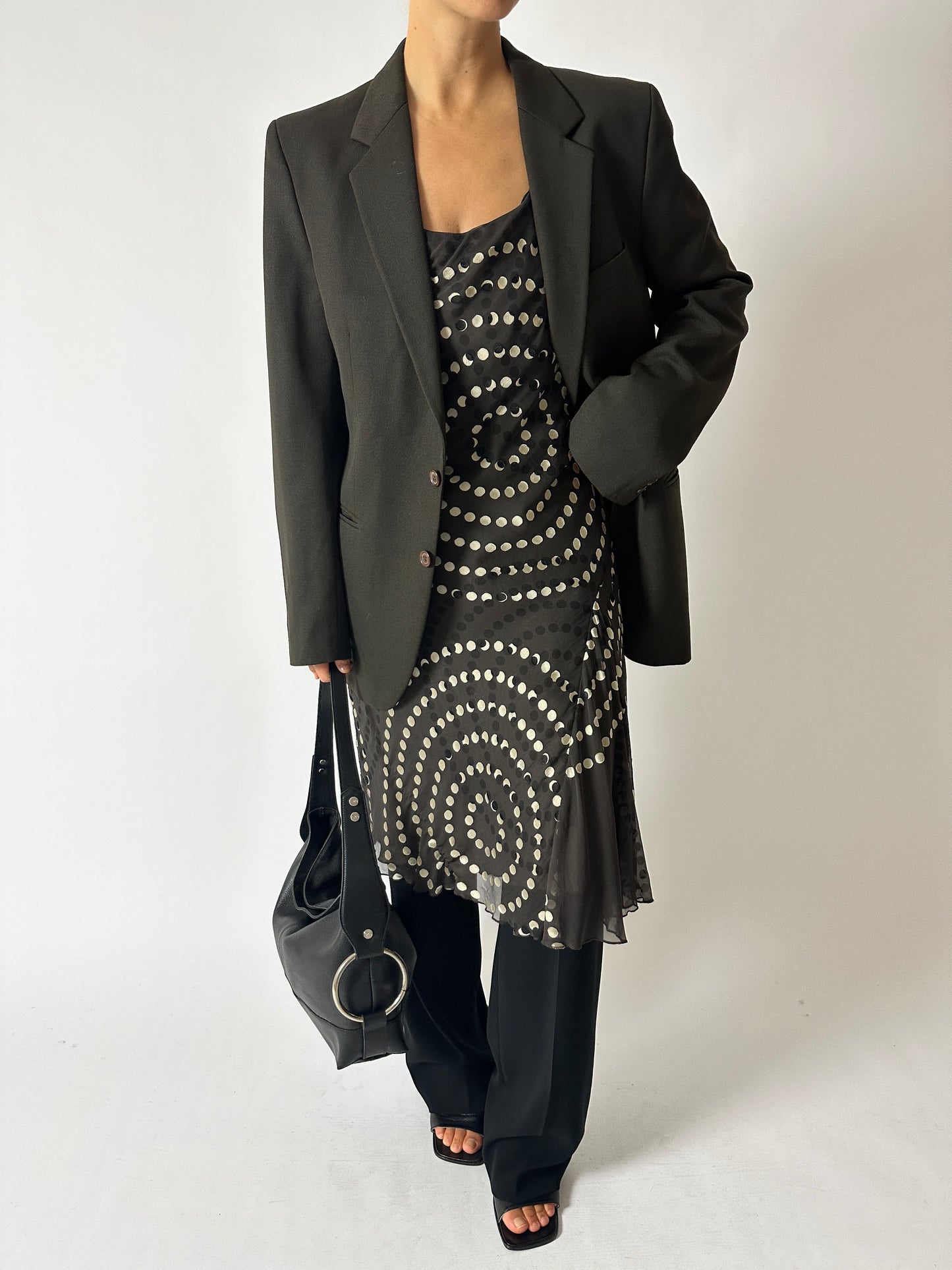 Sheer dot dress | Brown