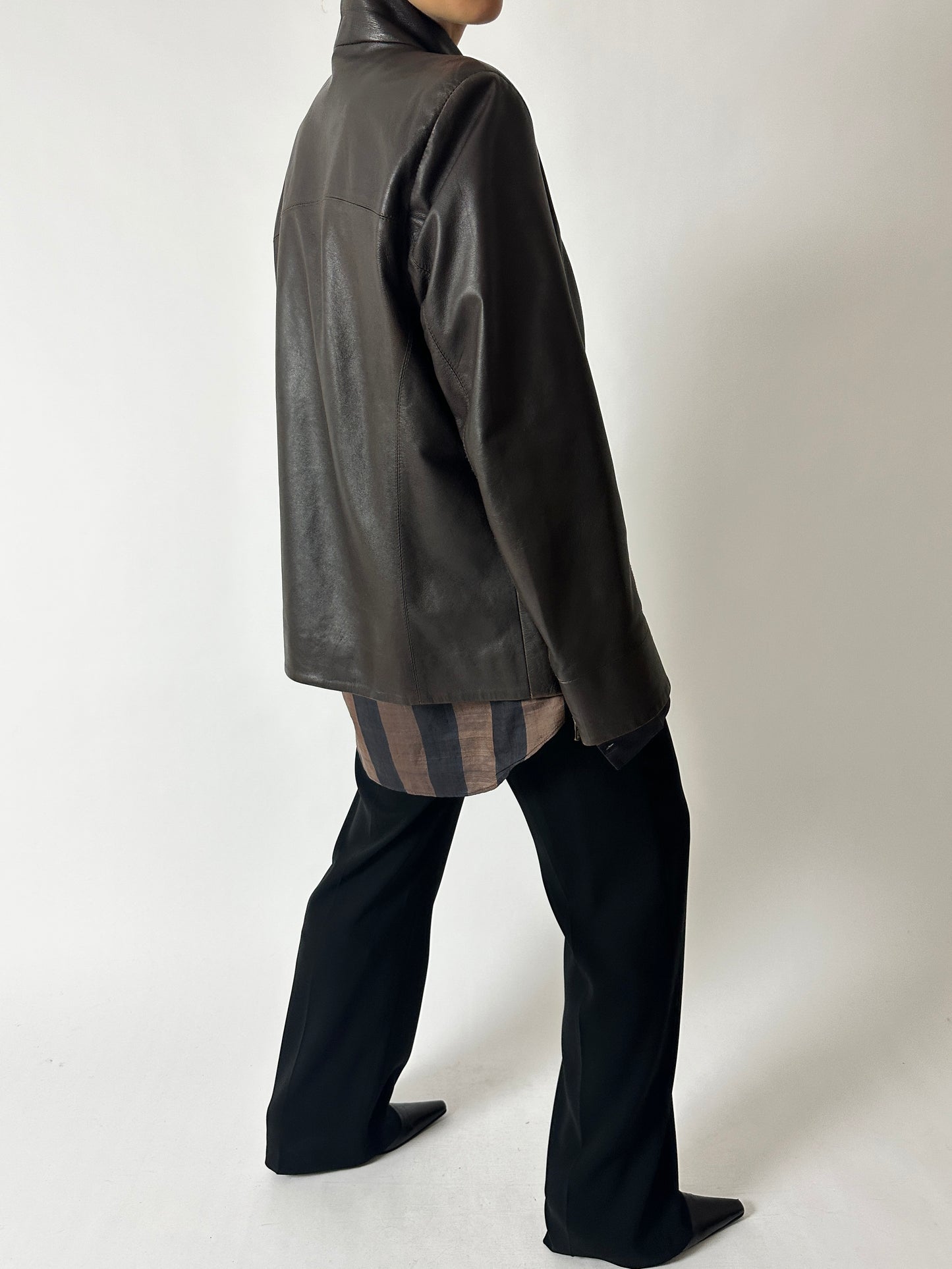 Leather jacket | Dark brown