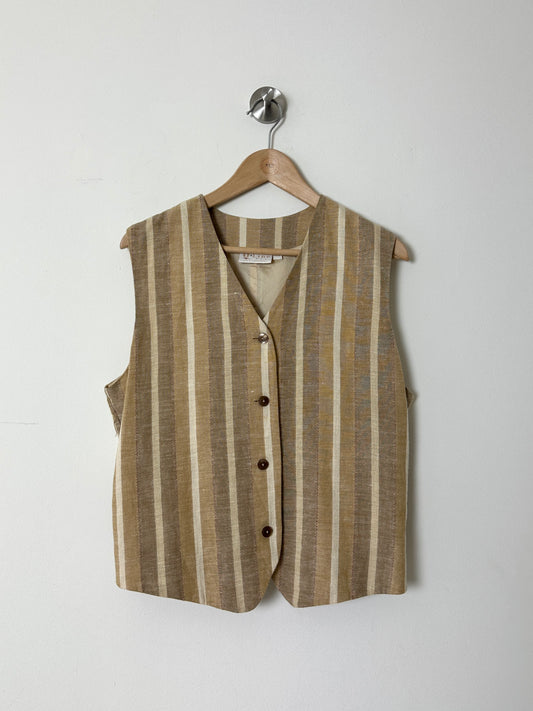 Linen striped vest | Sand