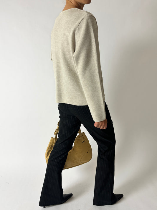 Flared striped trousers | Black / Off white