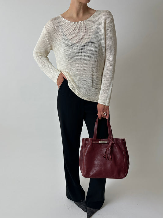 Silk cotton knitted top |Off white