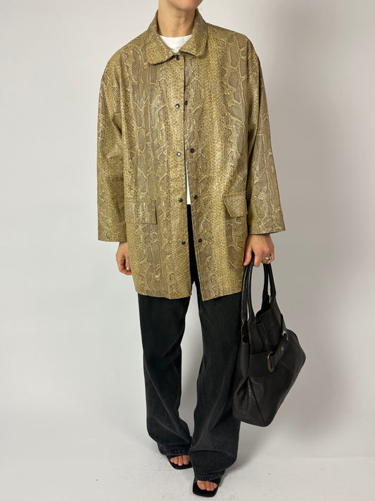 coated snake jacket | Beige