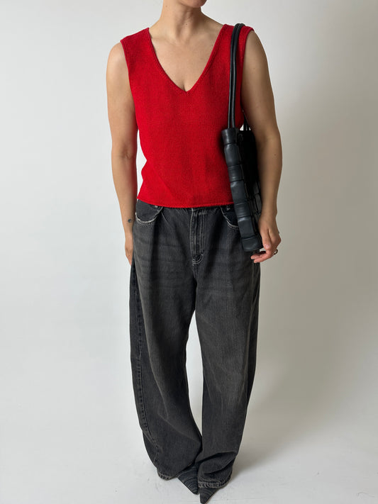 Knitted cropped top | Red