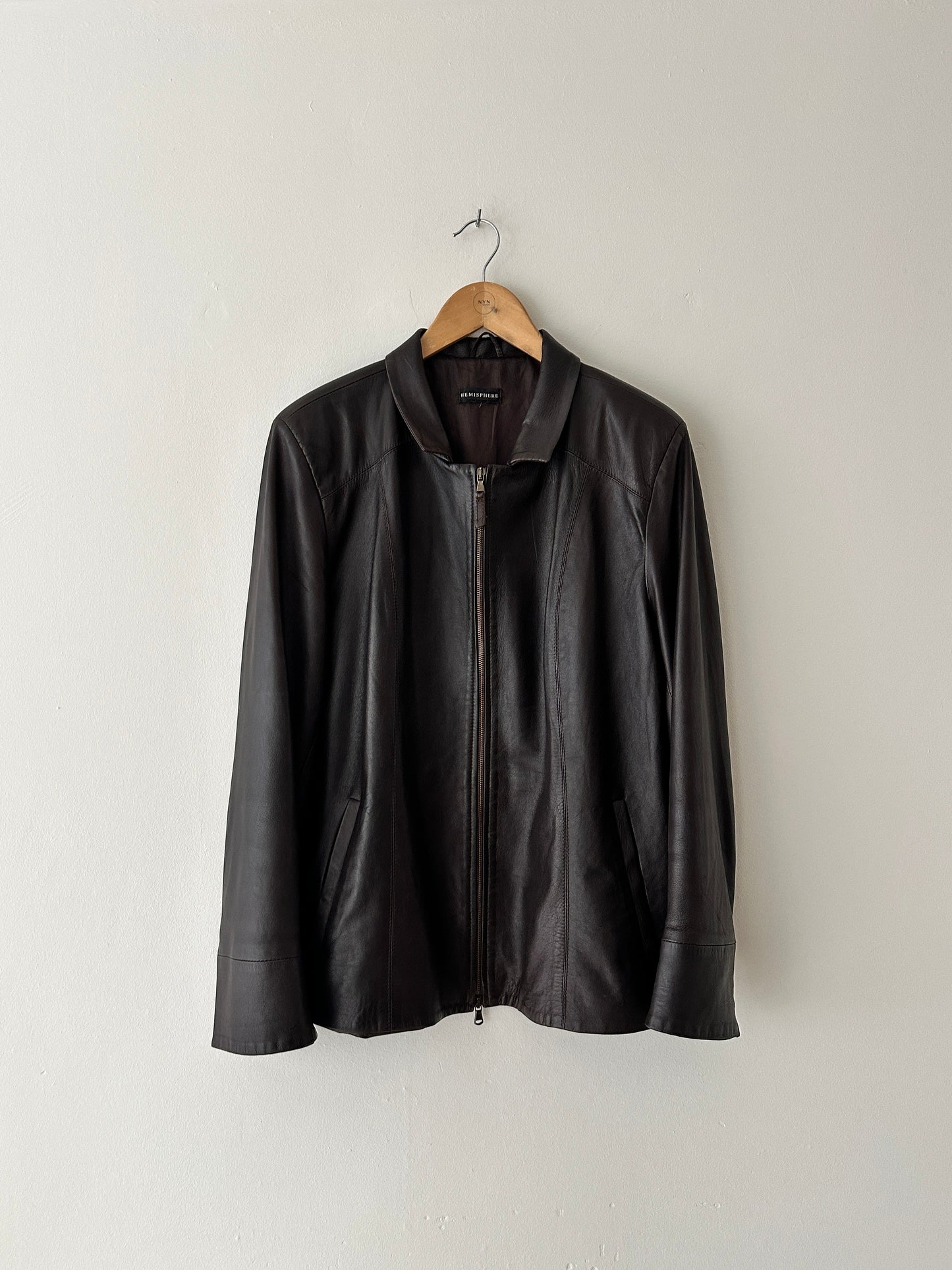 Leather jacket | Dark brown