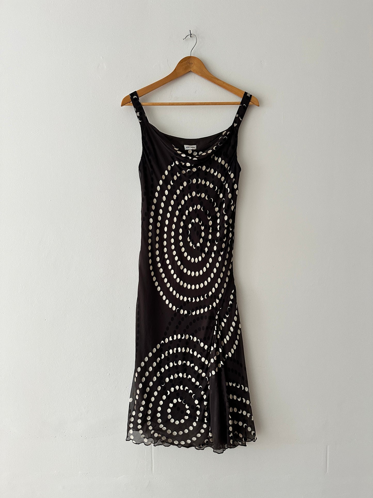Sheer dot dress | Brown
