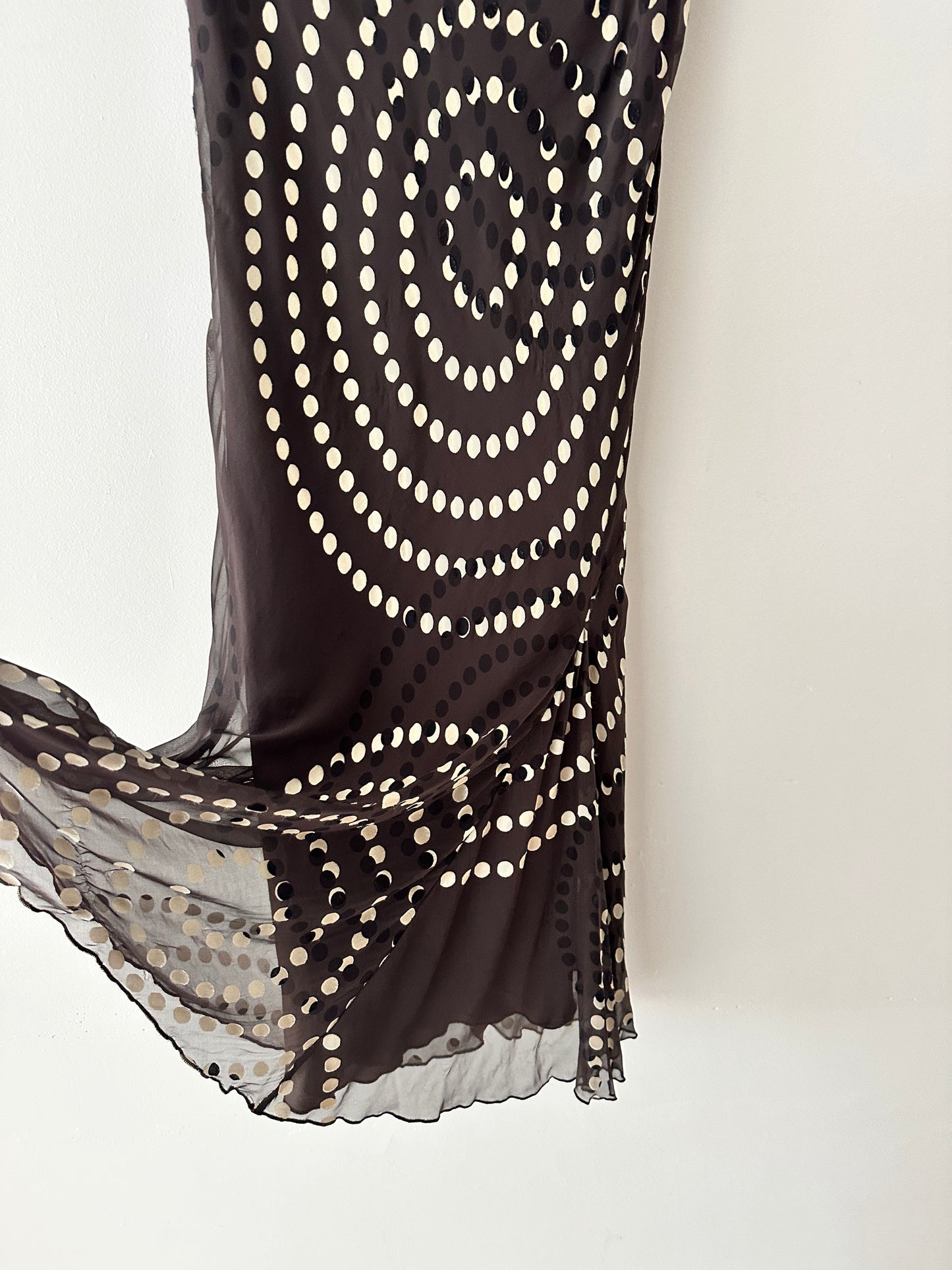 Sheer dot dress | Brown
