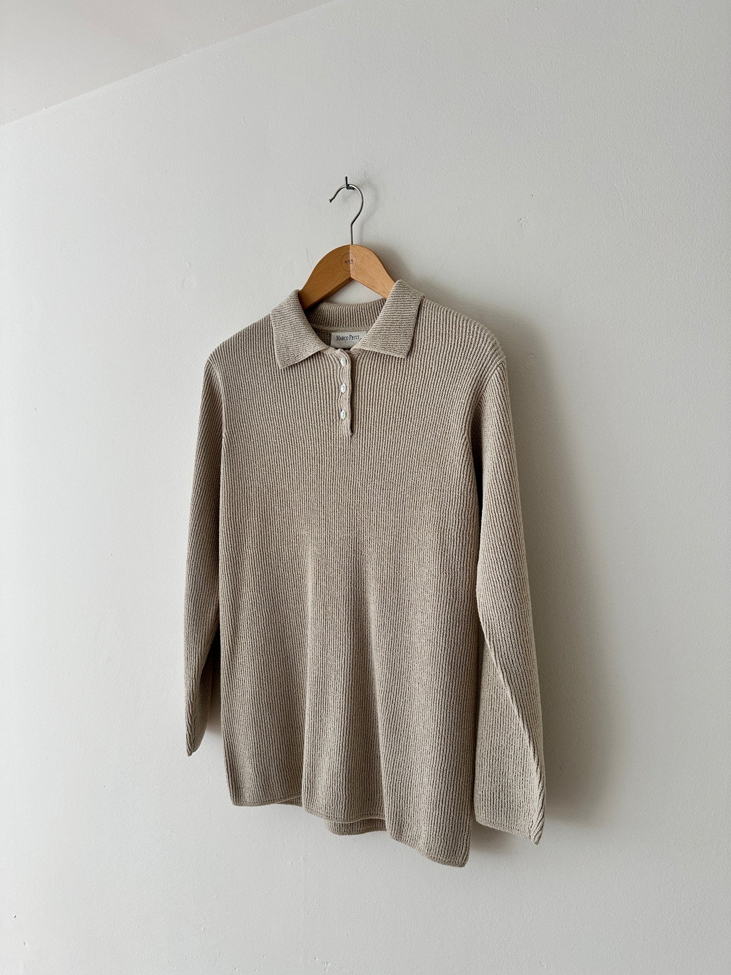 Knitted polo | Ecru