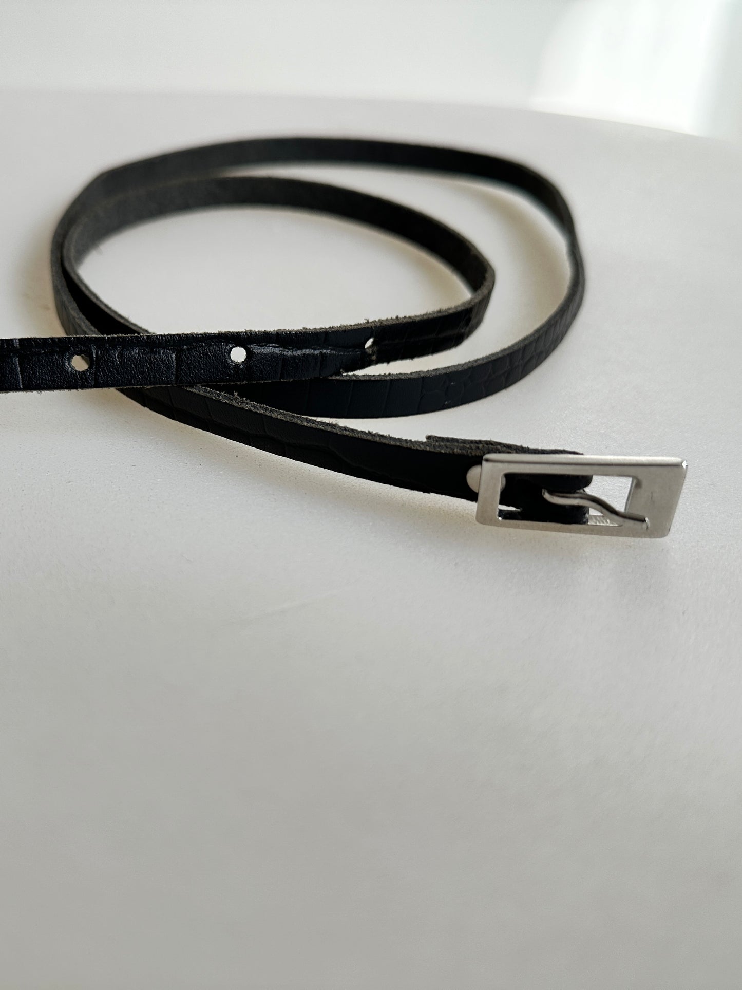 Leather mini belt | Black