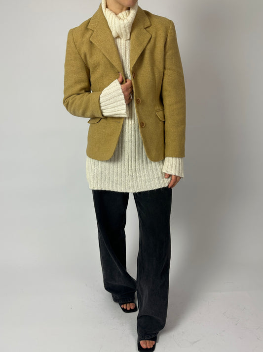 Wool fitted blazer | Ochre