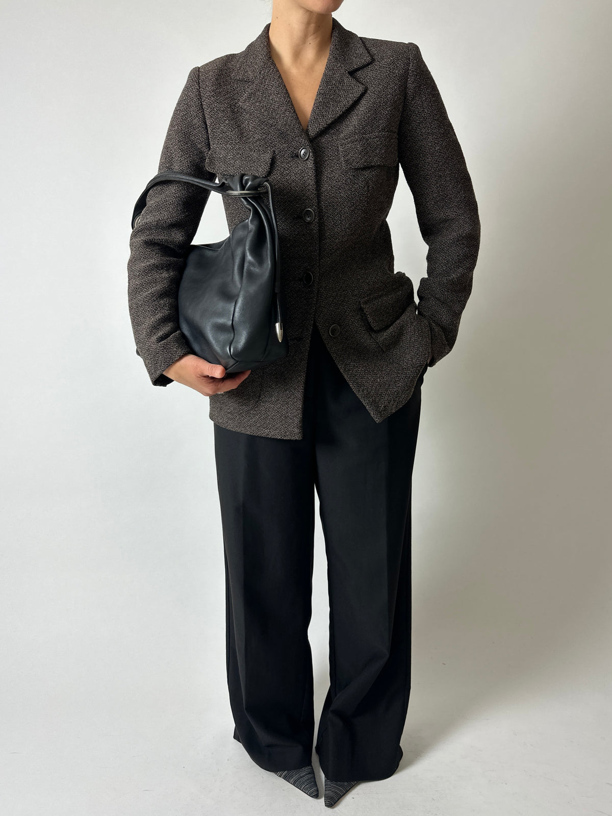 Woven wool blazer | Brown