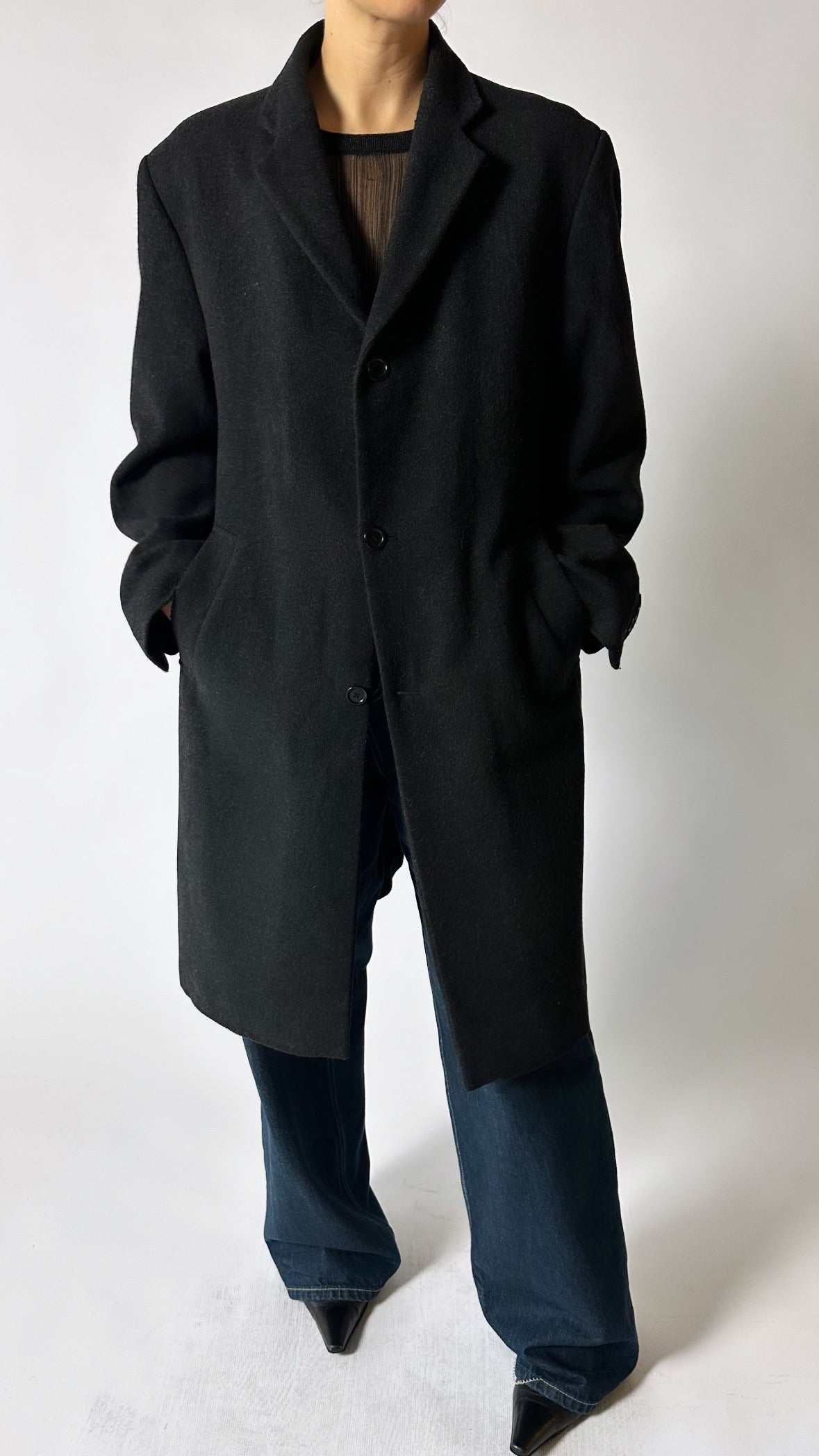 Oversized wool coat | Dark grey
