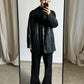Leather minimalist coat | Black