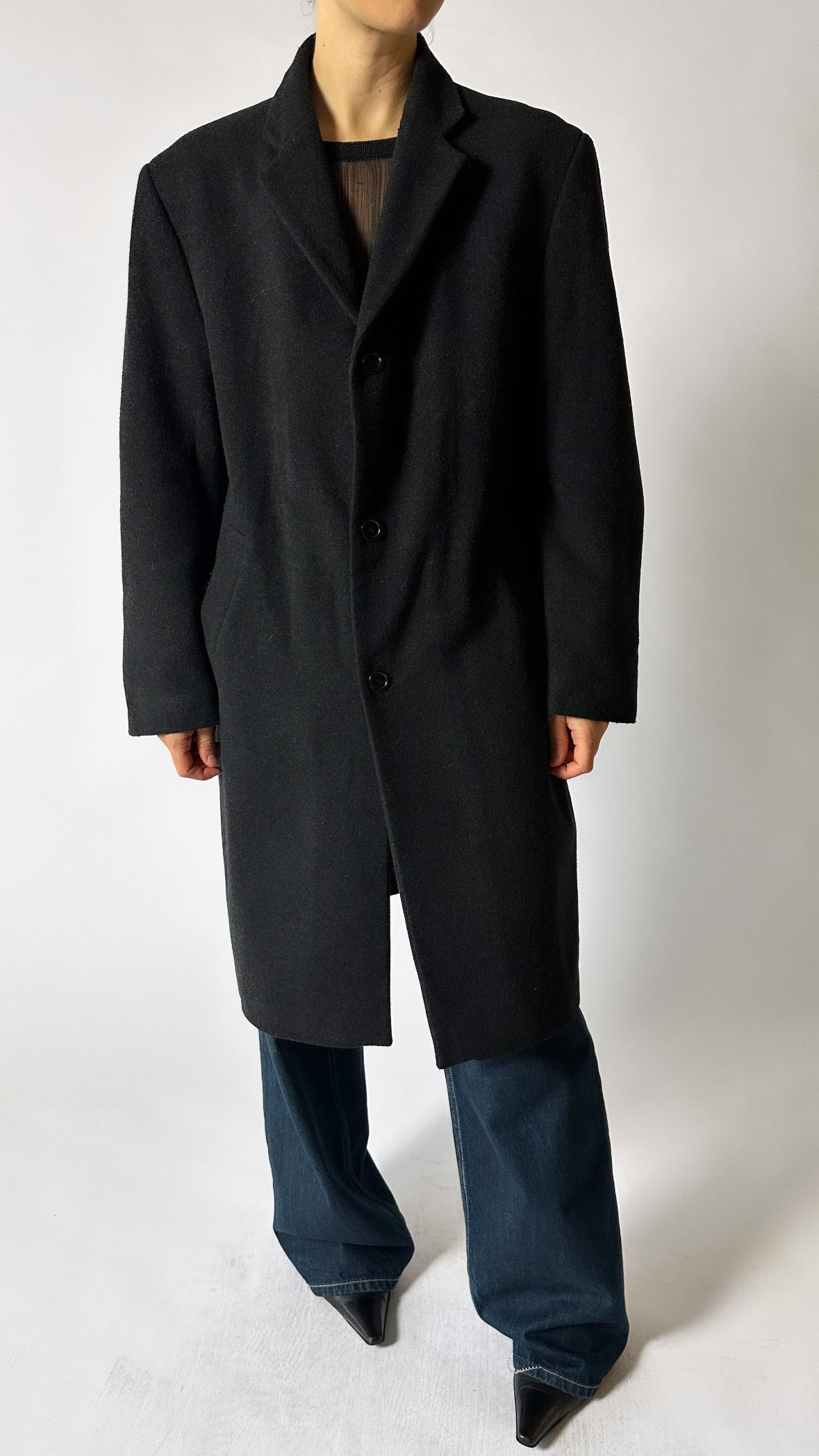 Oversized wool coat | Dark grey