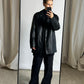 Leather minimalist coat | Black