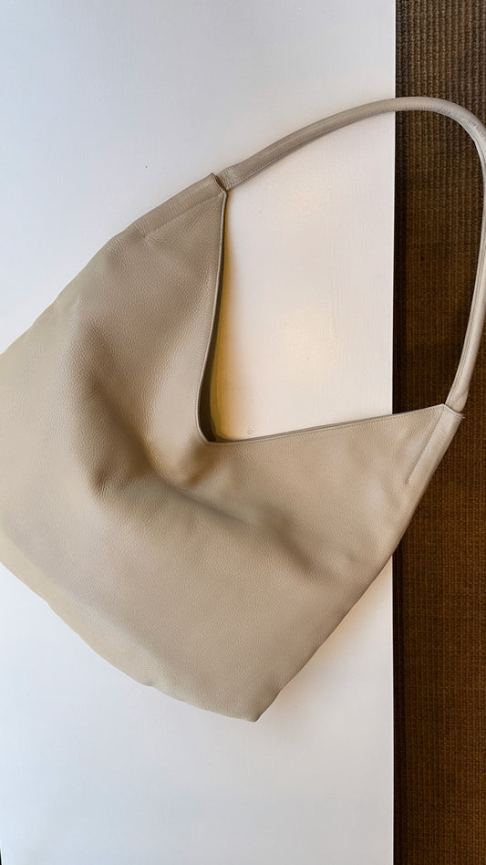 Leather tote bag | Soft ecru