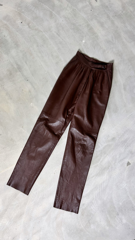 Leather trousers | Dark brown